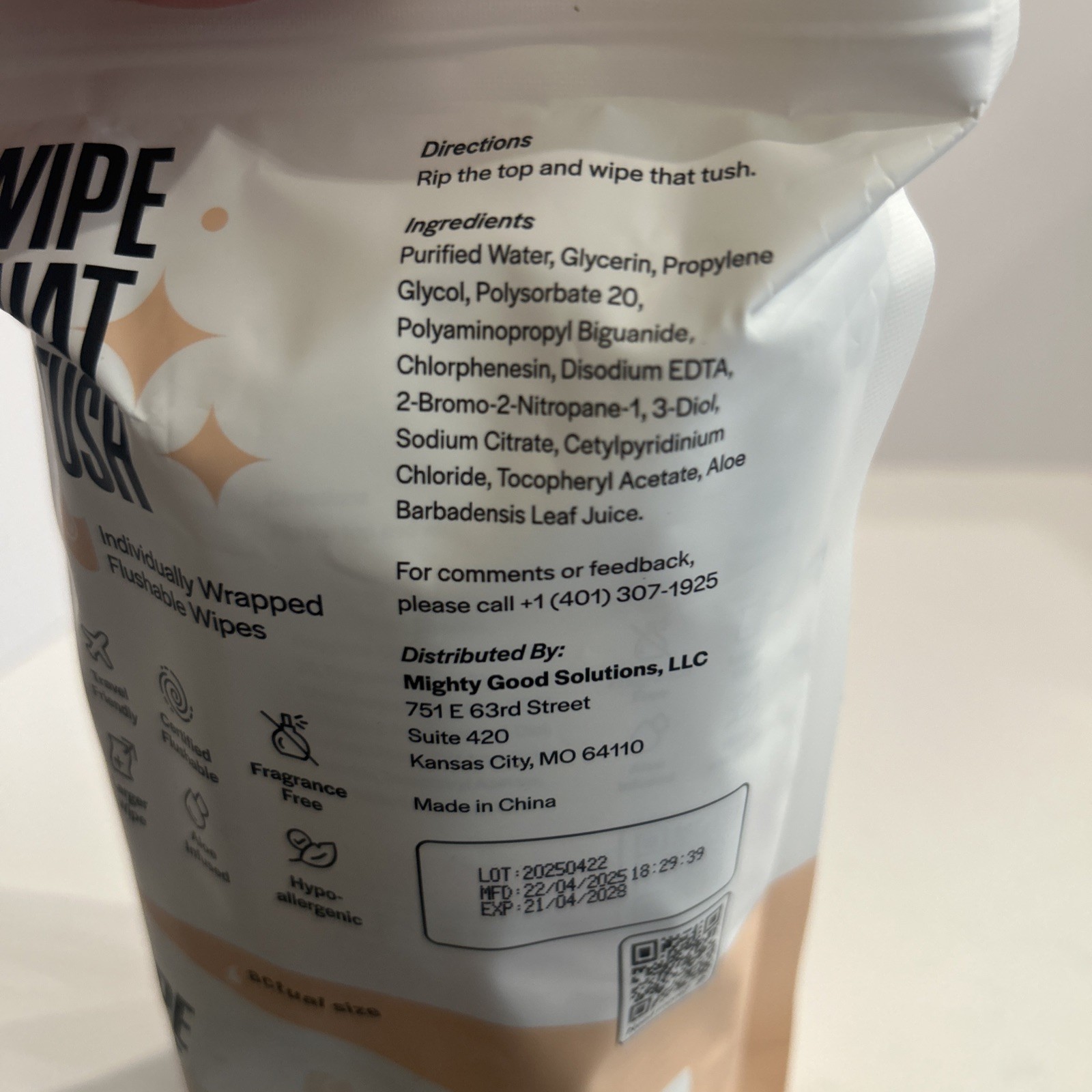 Wipe That Tush On-The-Go Flushable Wipes – 1 Pack of 30 Individually Wrapped Wip