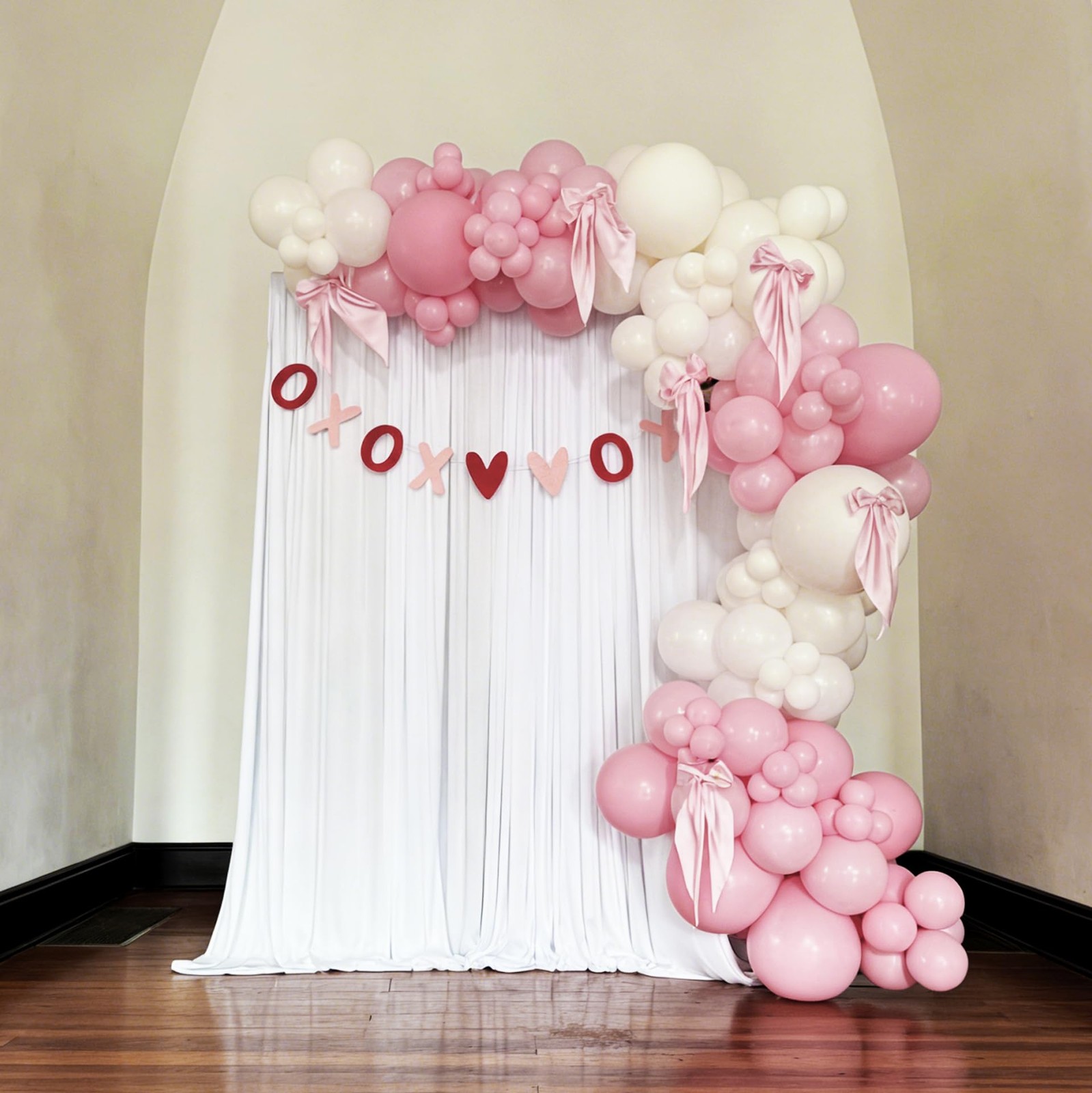 Light Pink Balloon Arch Kit, 134Pcs Pink and White Balloons