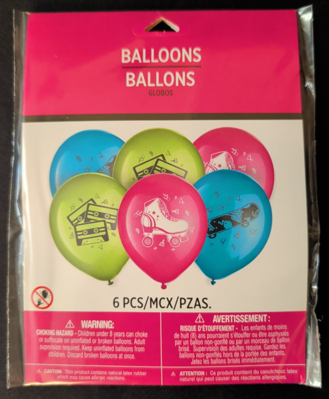 Retro 80’s 90’s Theme Balloons 12″ (6 ct) Assorted Colors
