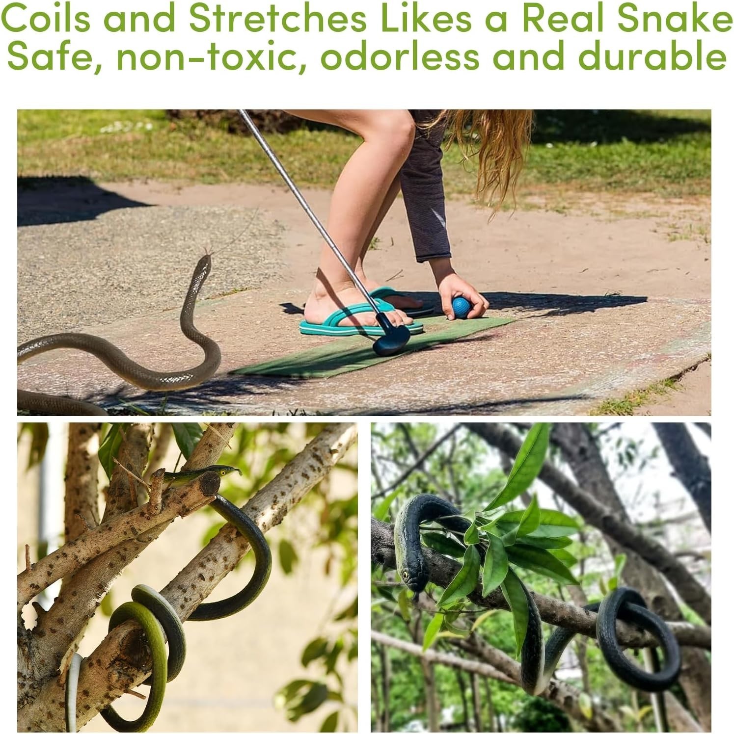Fake Snake, Rubber Snake Prank with String and Clip, Realistic Rubber Snake P…