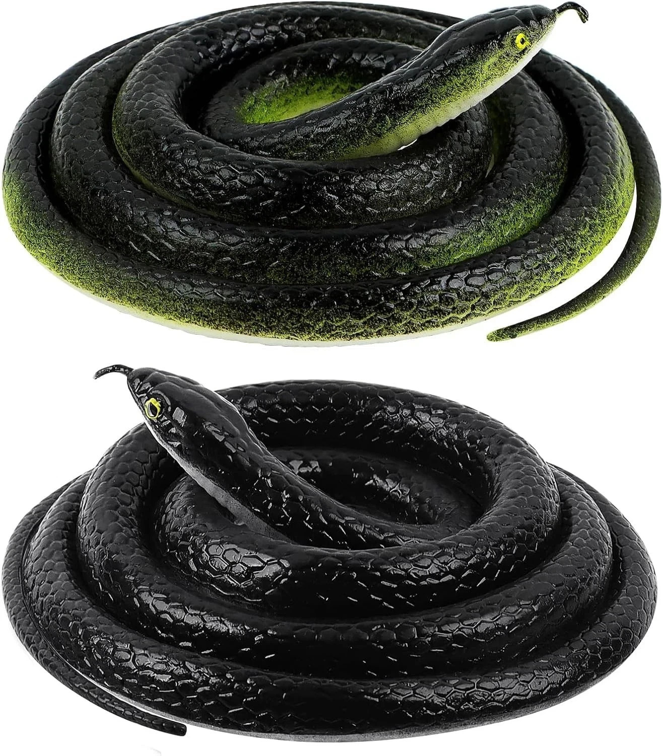 Realistic Rubber Snake, 2Pack Fake Snake Rubber Snakes Keep Birds Away