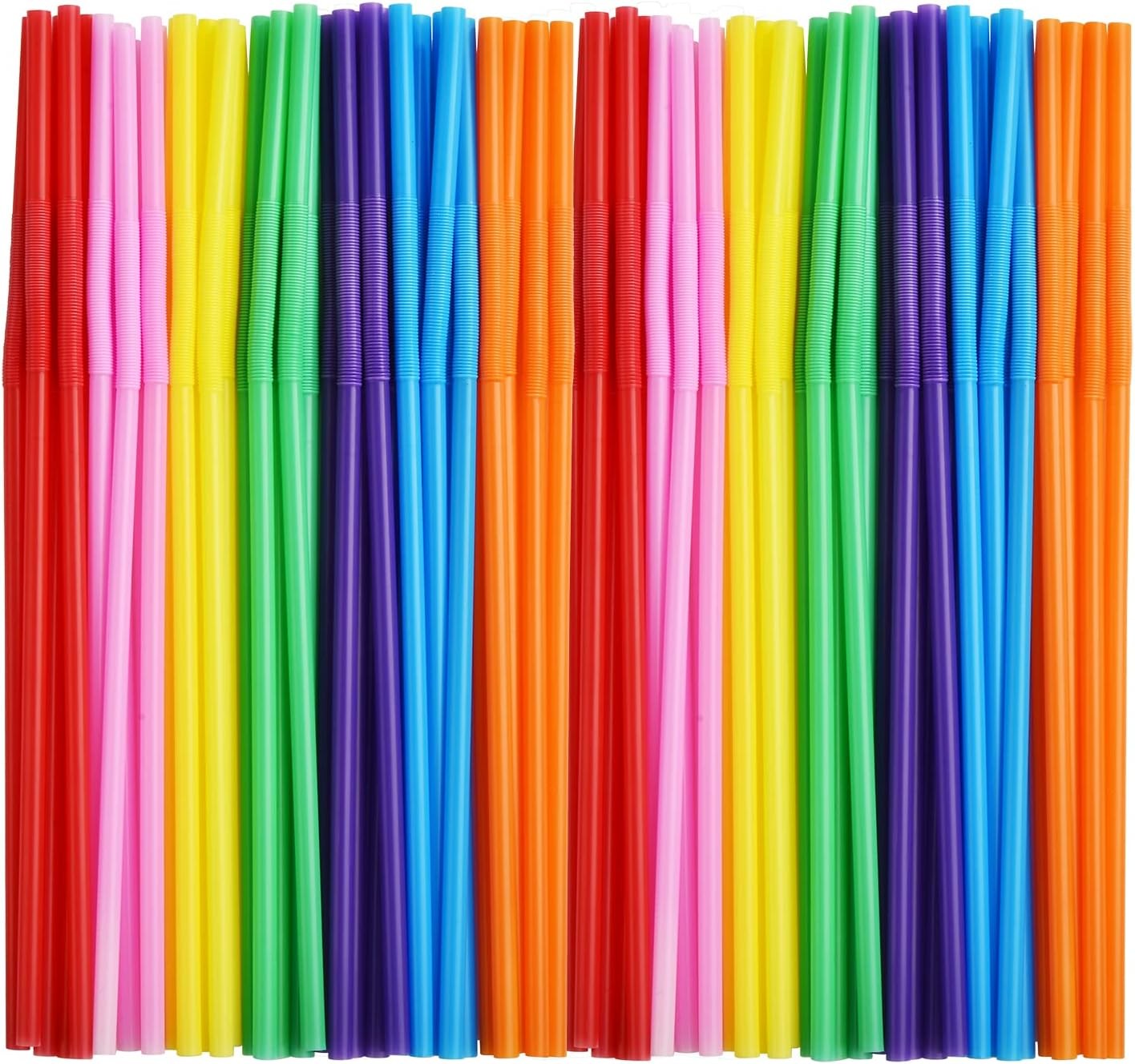 ALINK 100pcs Assorted Colored Plastic Disposable Drinking One Size, Rainbow