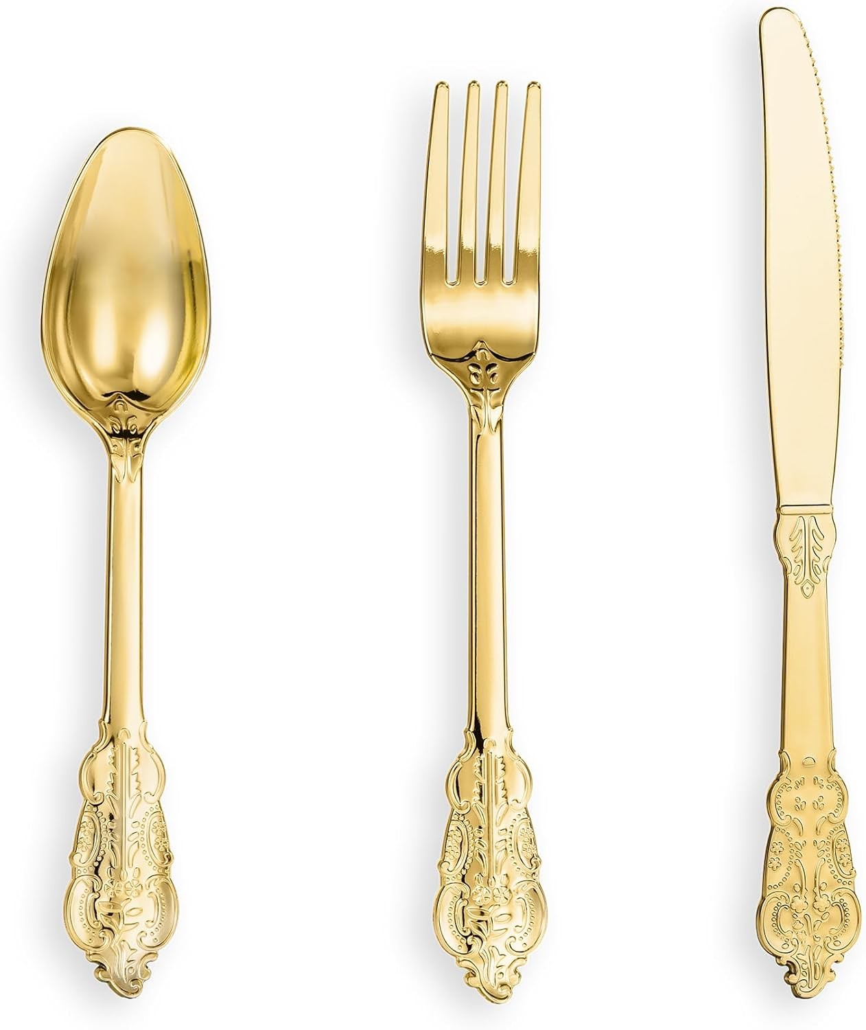 120PCS Gold Plastic Silverware, Disposable Silverware Include 40 Forks, 40
