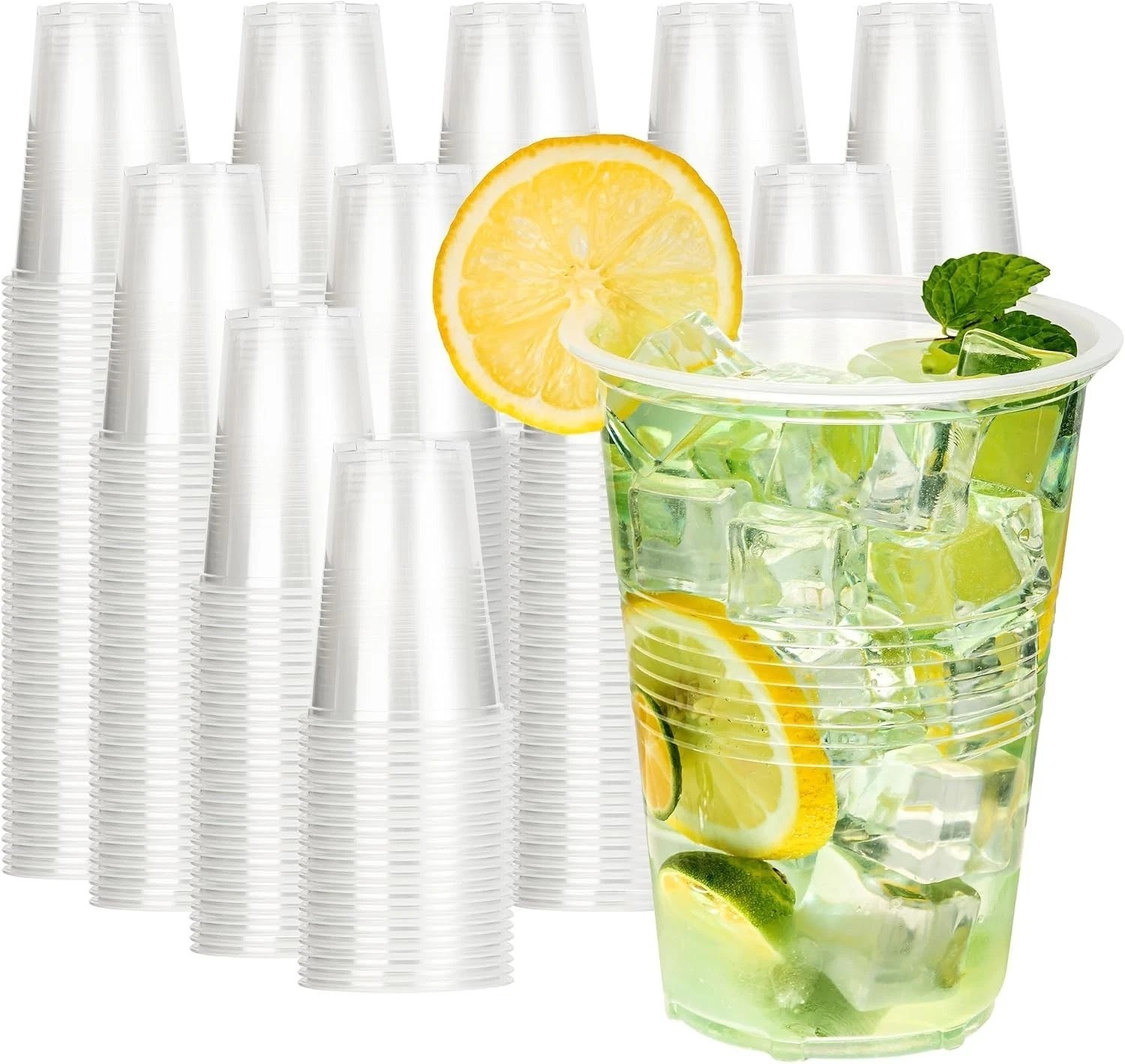 16oz Plastic Cups Bulk: 1000 Count, BPA-Free, Clear, Disposable Party Cups