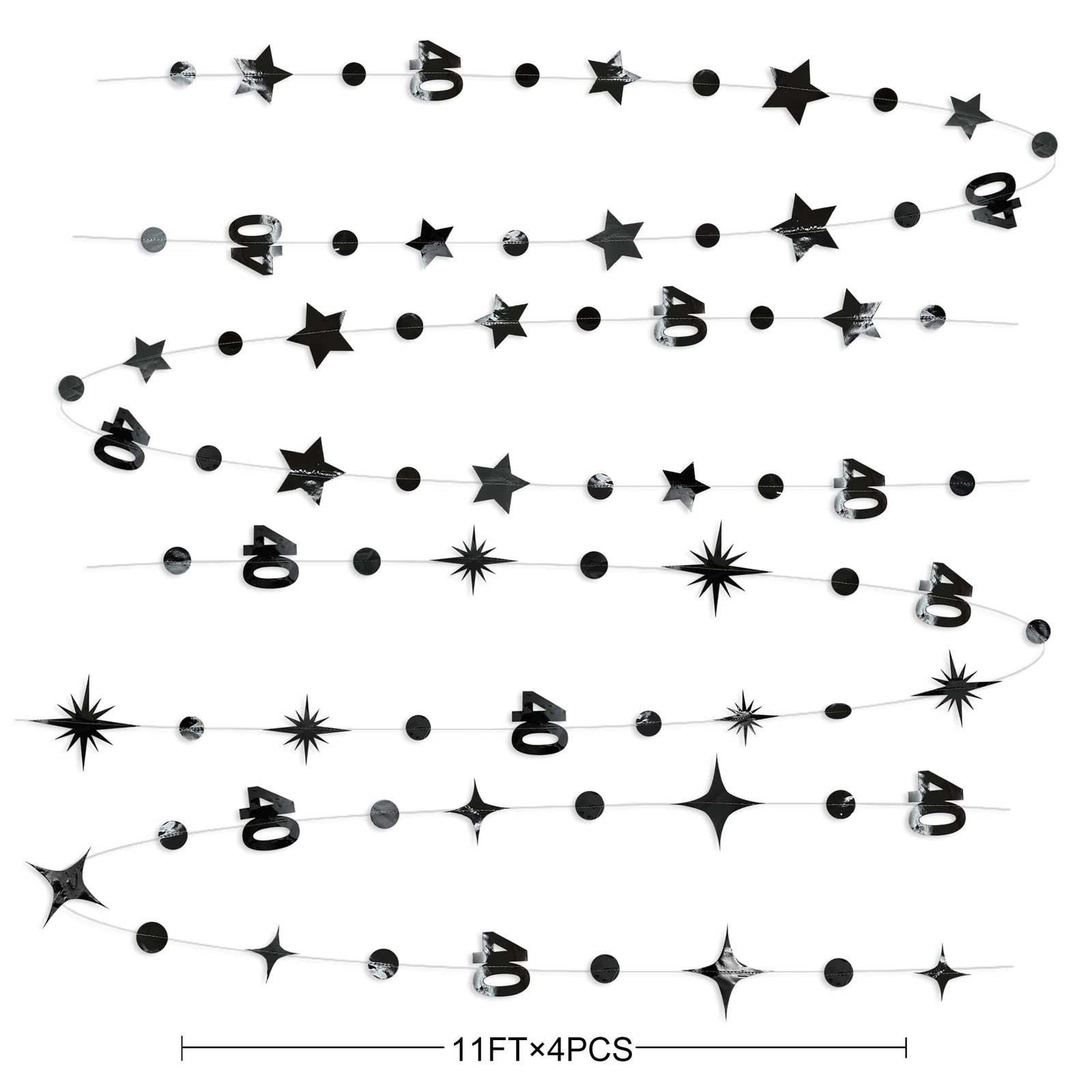 Number 40 Party Decor lbs Twinkle Streamer Backdrop lbs Black Silver