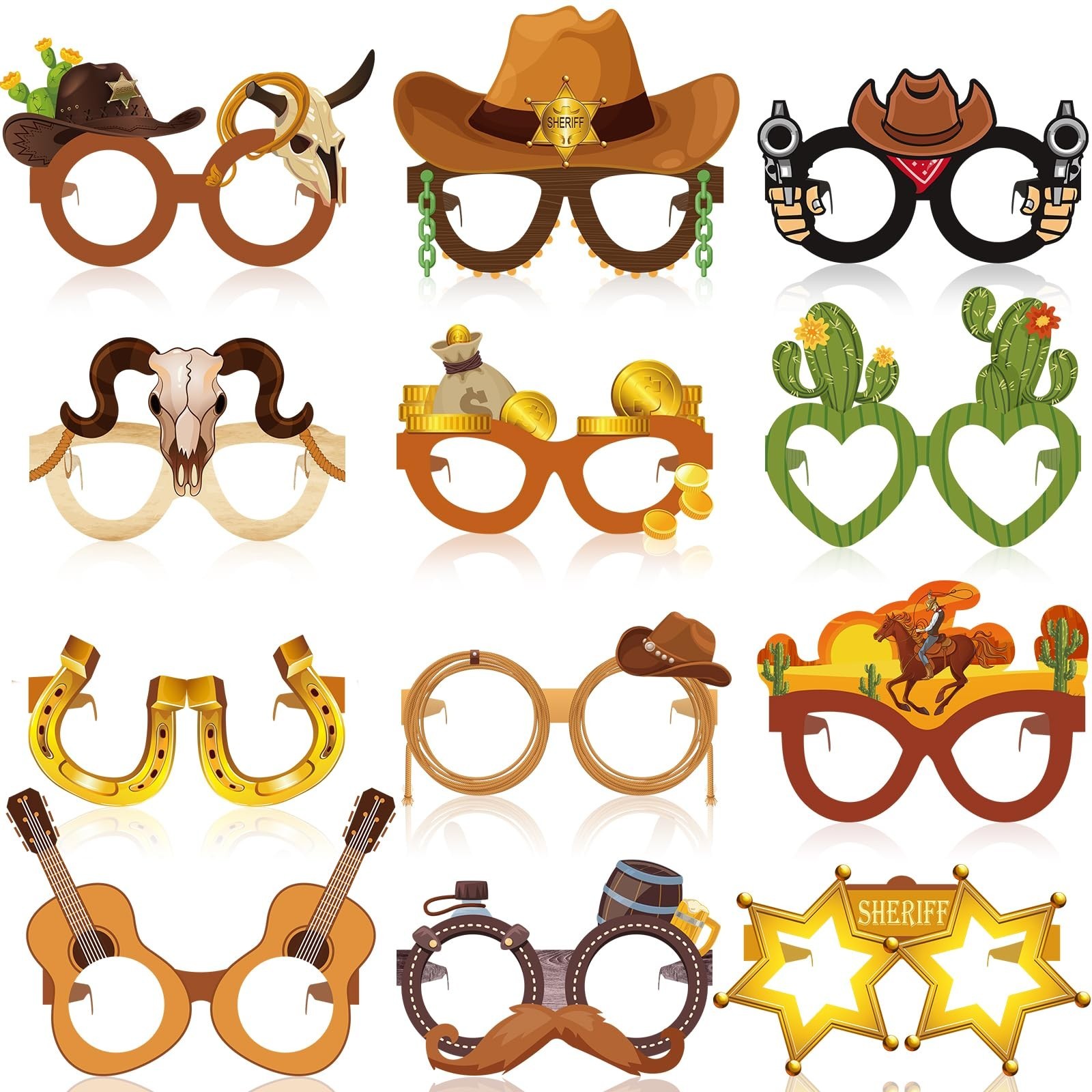 48 Pcs Cowboy Photo Booth Props – Western Party Favors & Wild West Decor Supplie