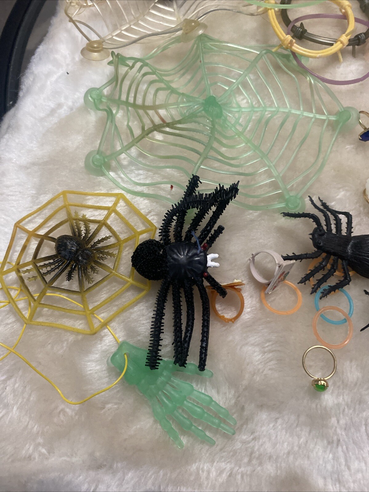 Halloween Toy Trinket Lot Skeletons Bats Spiders Pez Skull