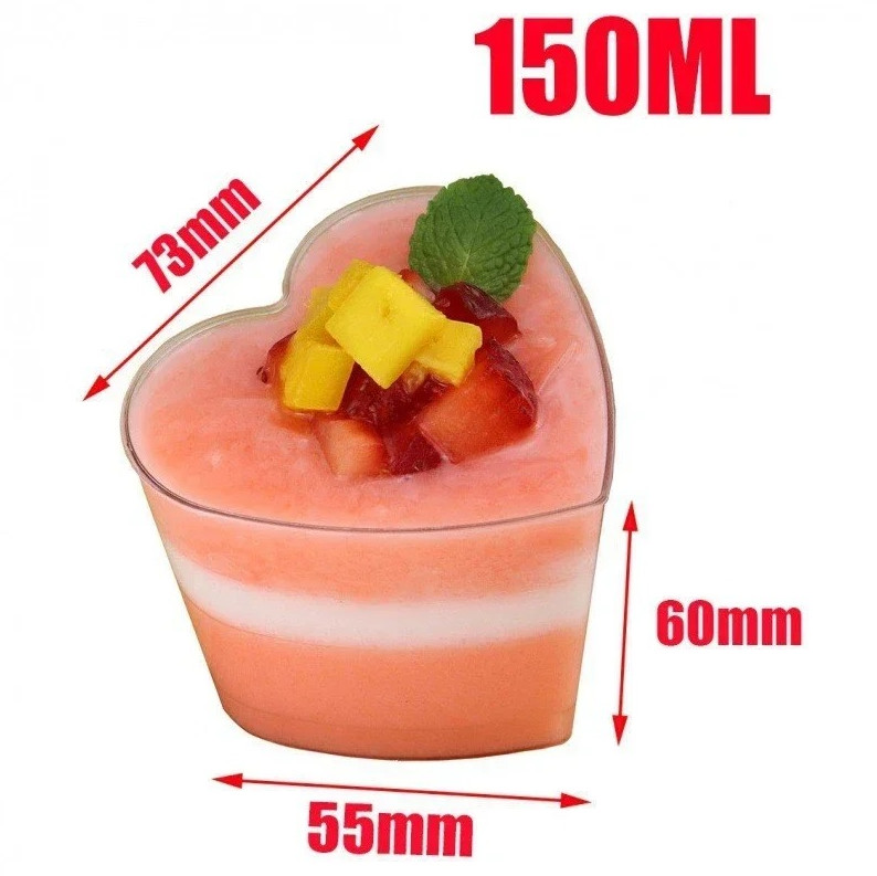 20pcs Disposable Plastic Mousse Cups Ladder Shape Dessert Pudding Cups