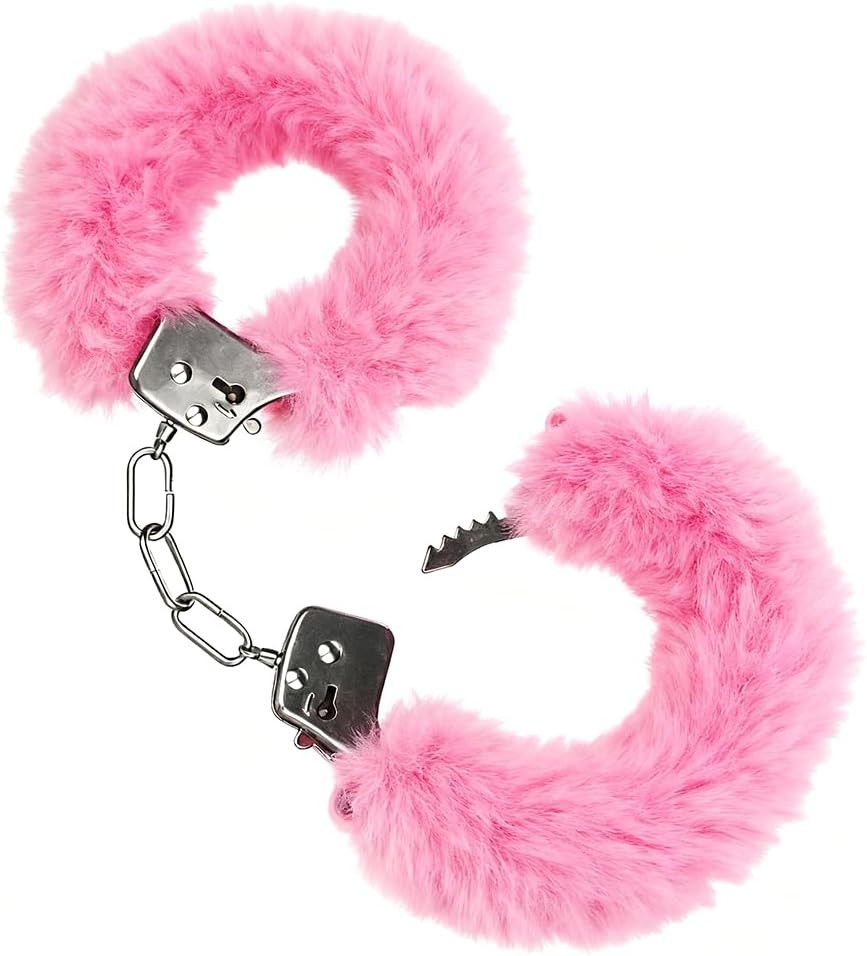 Furry Adjustable Sex Handcuffs with Keys,Ankle Bracelets,Sm Adult Plush Stainles