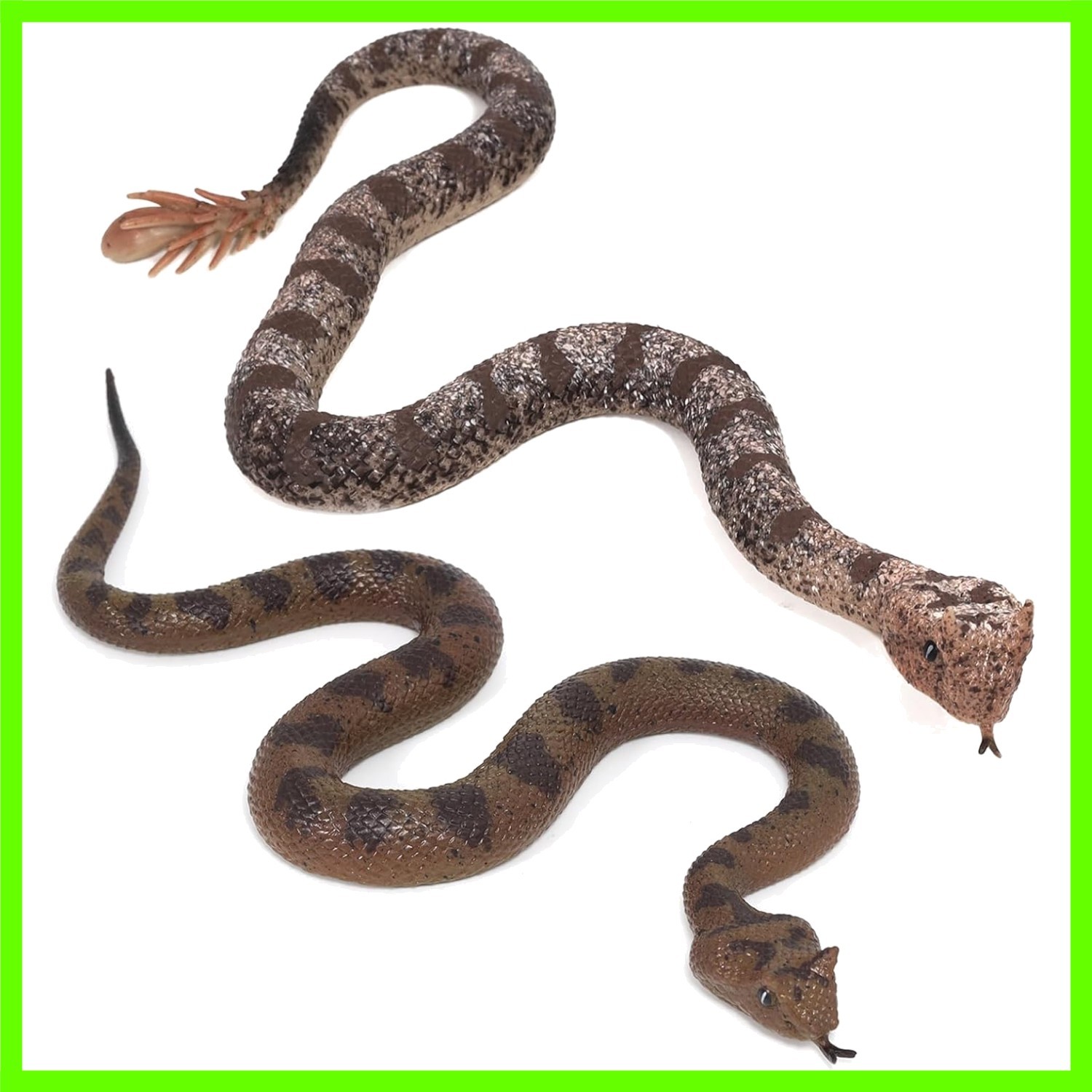 2pcs Realistic Fake Snake Toys Rubber Rattlesnake Garden Scare Decor