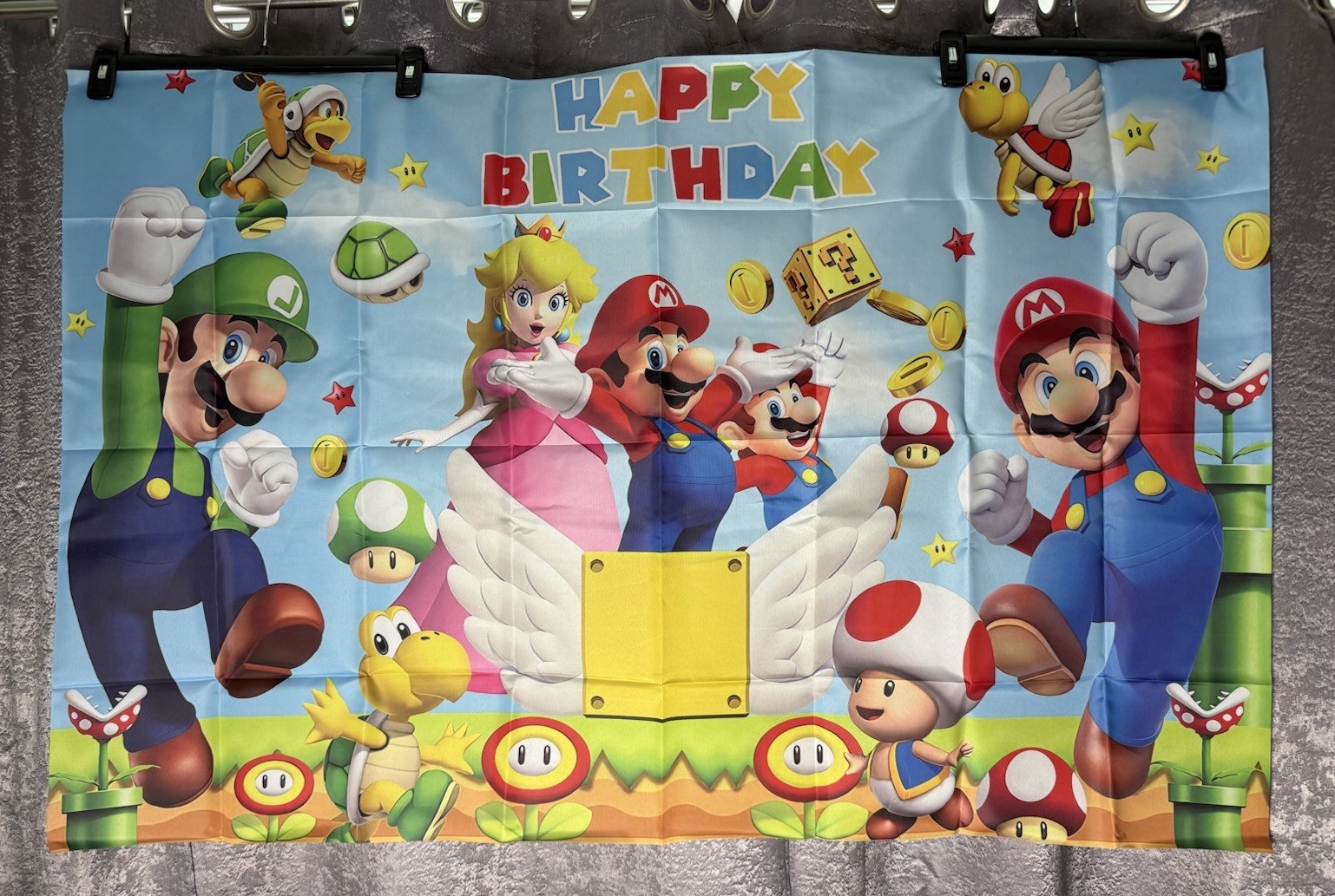 NEW 117Pcs Super Mario Bros Birthday Party Decor Backdrop Banner Cake Toppers+