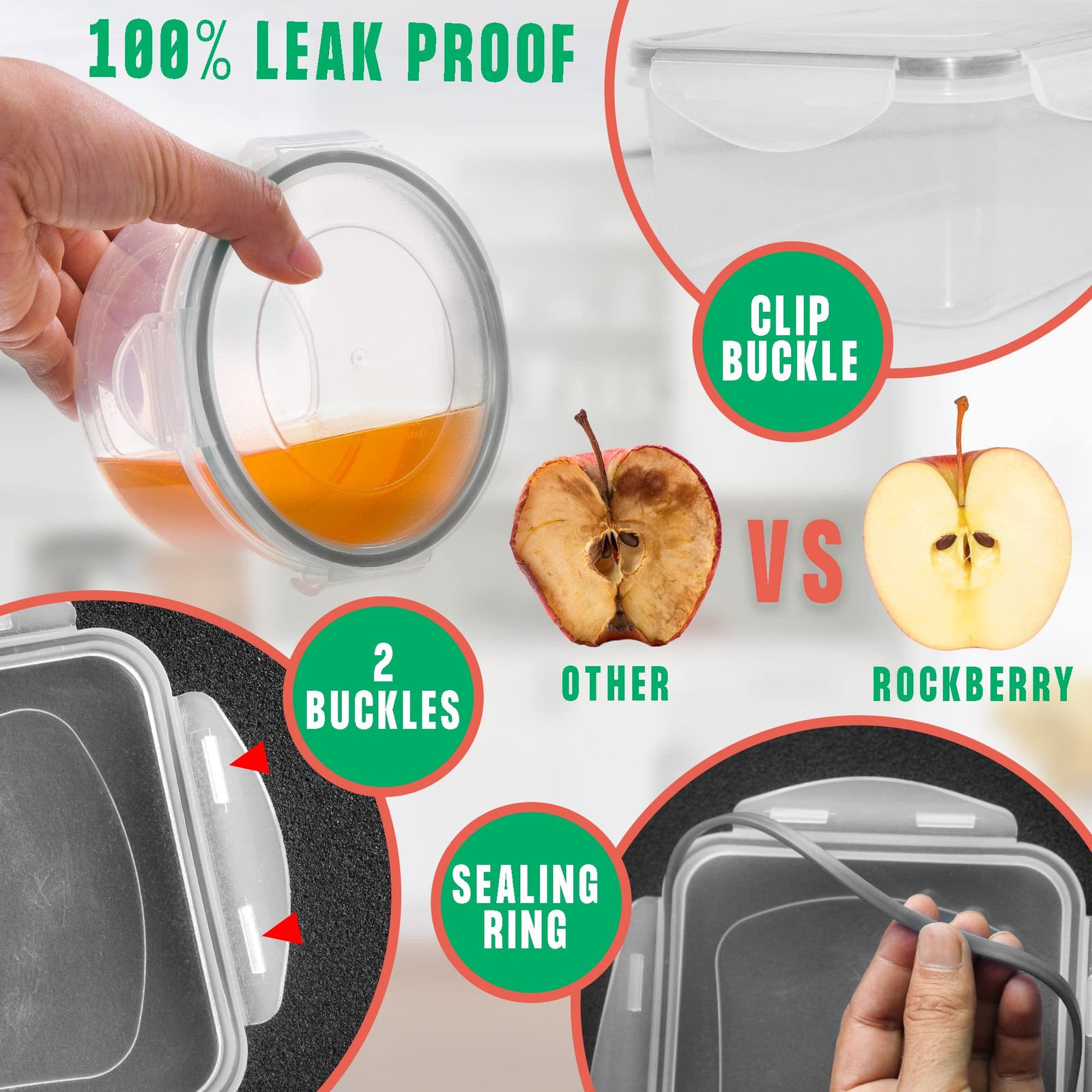 RockBerry 50 Pcs Large Food Storage Containers with Lids Airtight-85 OZ to small