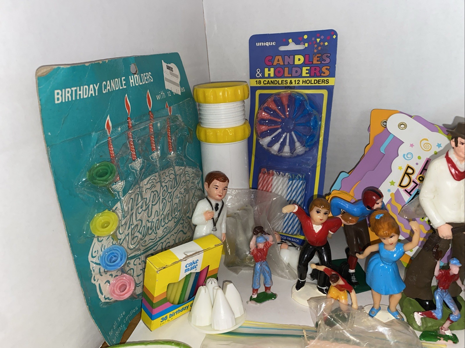 Vintage Lot Of Cake Toppers Ballerina’s Sports Flags Hearts, Christmas Gnome