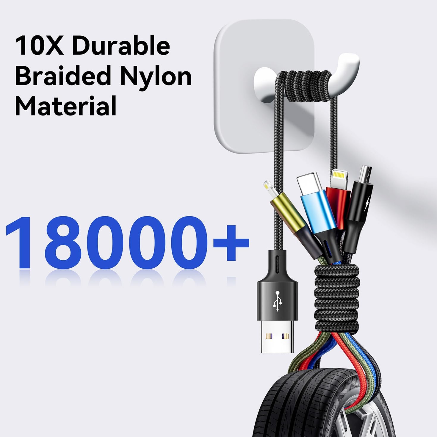 Multi Charging Cable, [2Pack 6Ft] 4 in 1 Braided Multi Fast Charging Cord, Multi