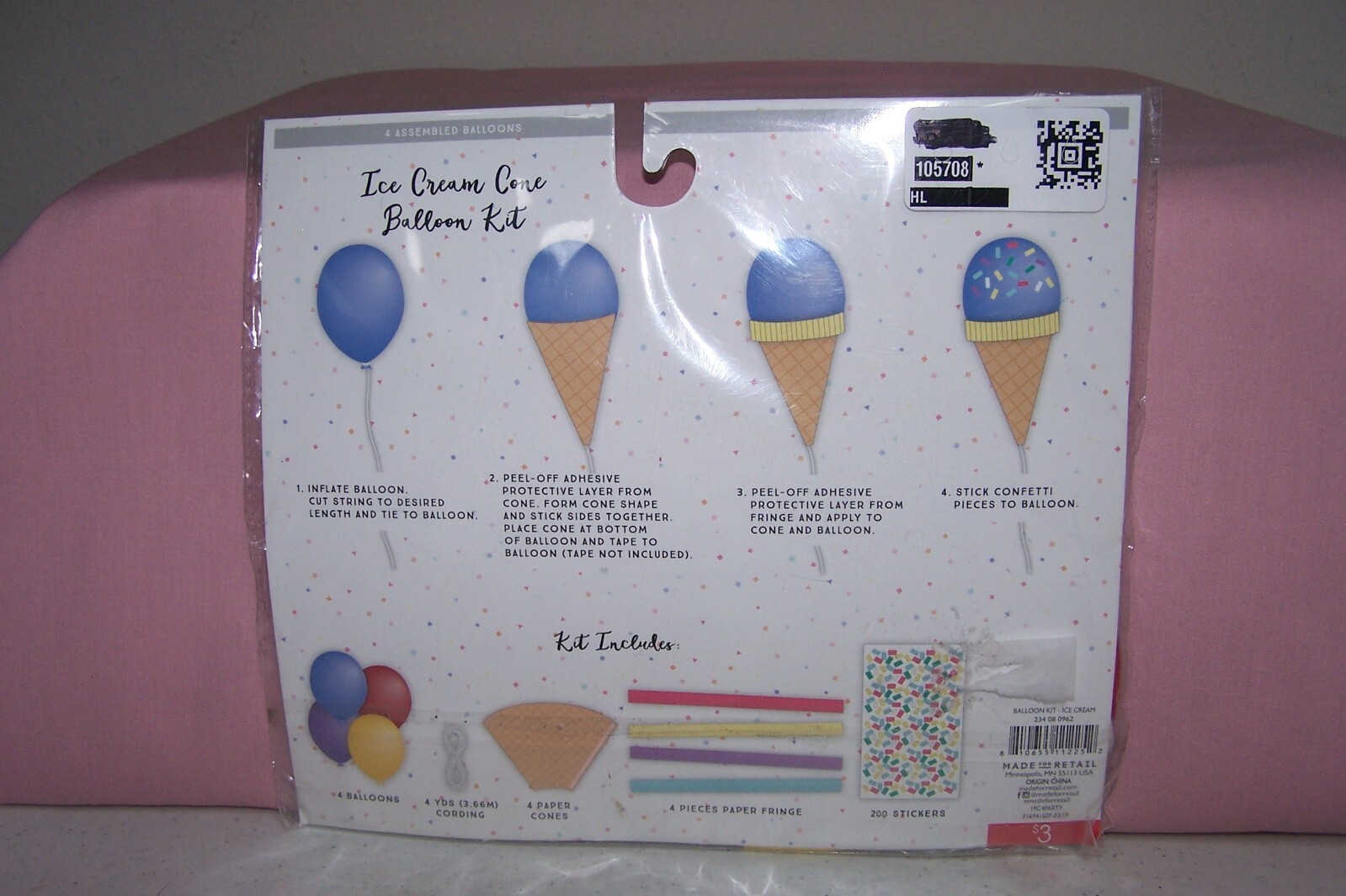 Ice Cream Cone Kids Party Balloon Kit 14 Pieces NEW in Pack
