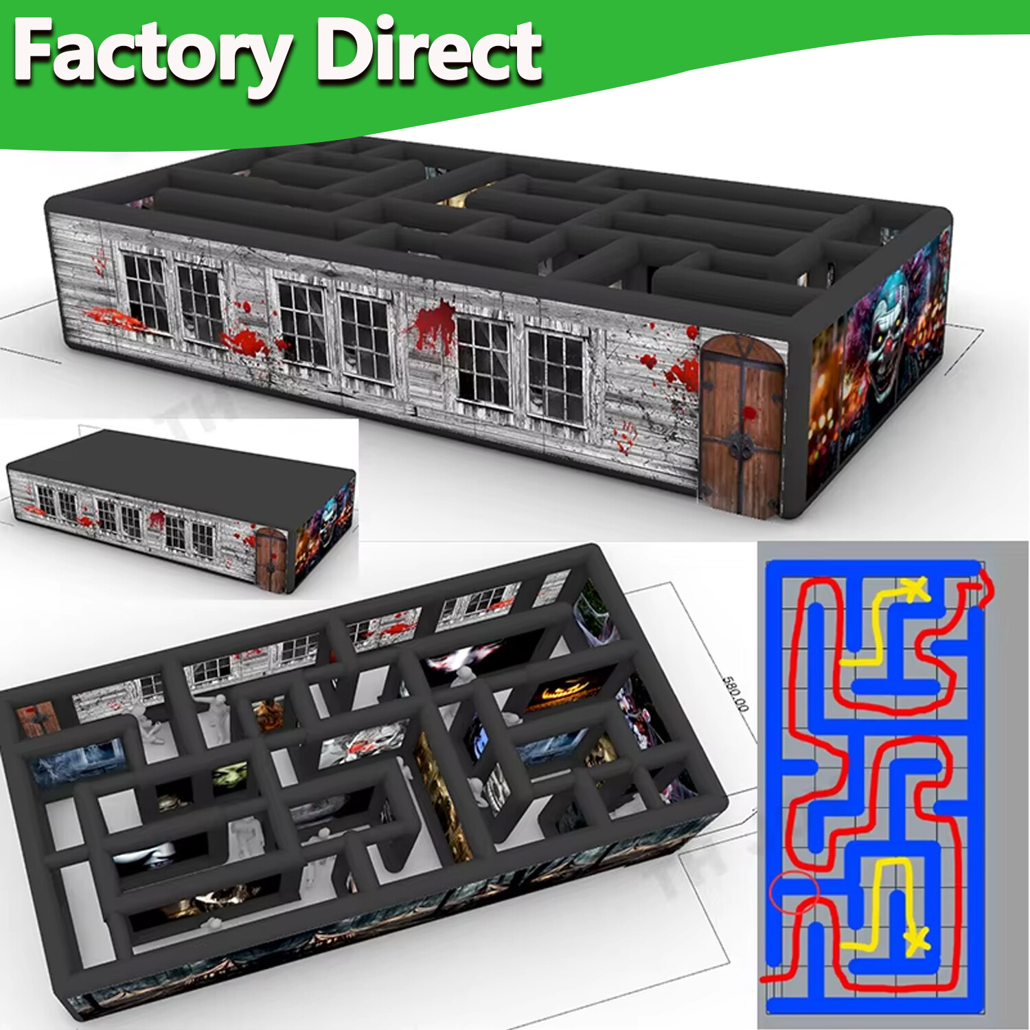 6x3m Indoor Outdoor Halloween Haunted House Maze Inflatable Labyrinth Maze Game