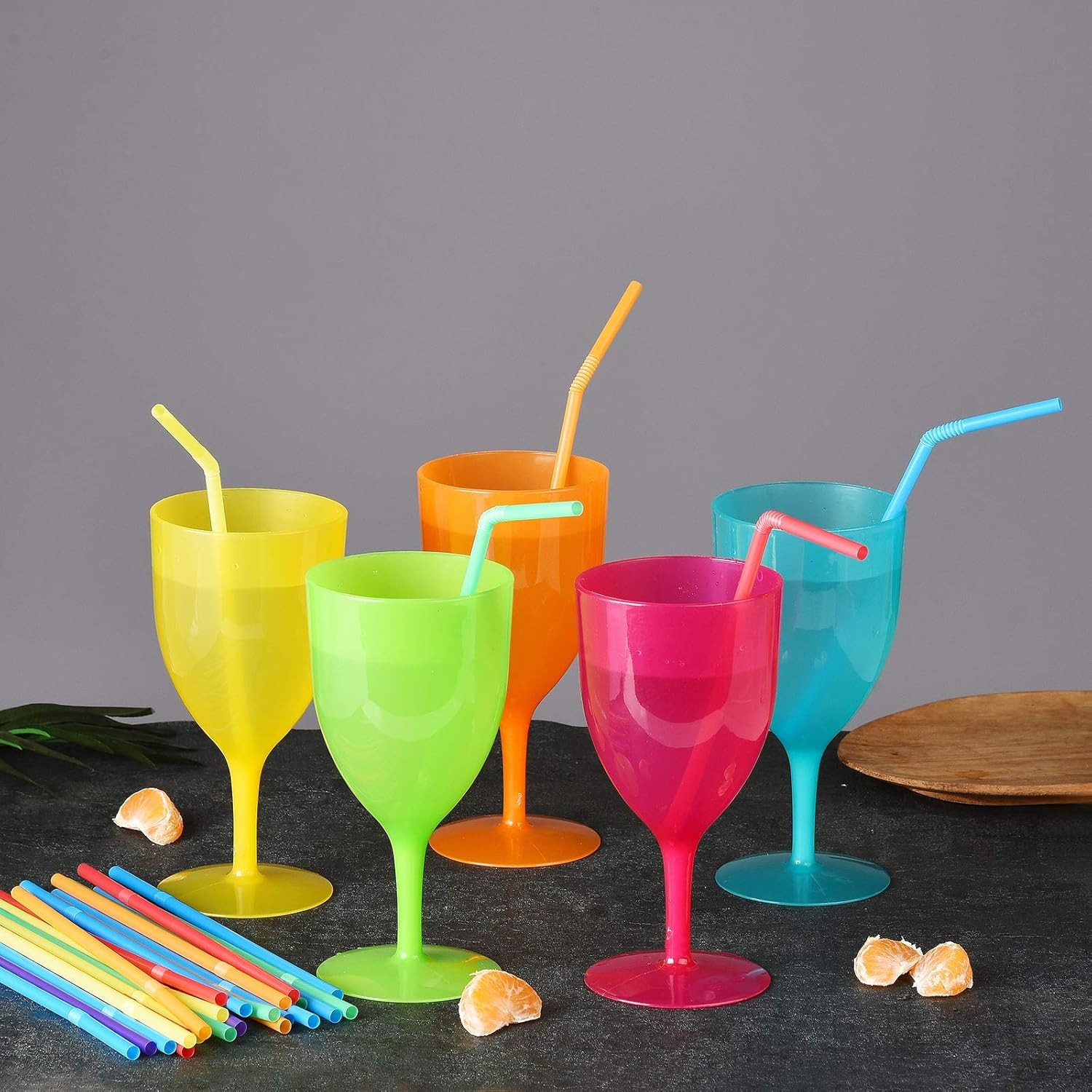 ALINK 500-Pack Solid Colors Flexible Drinking Straws, Plastic Disposable Bendy S