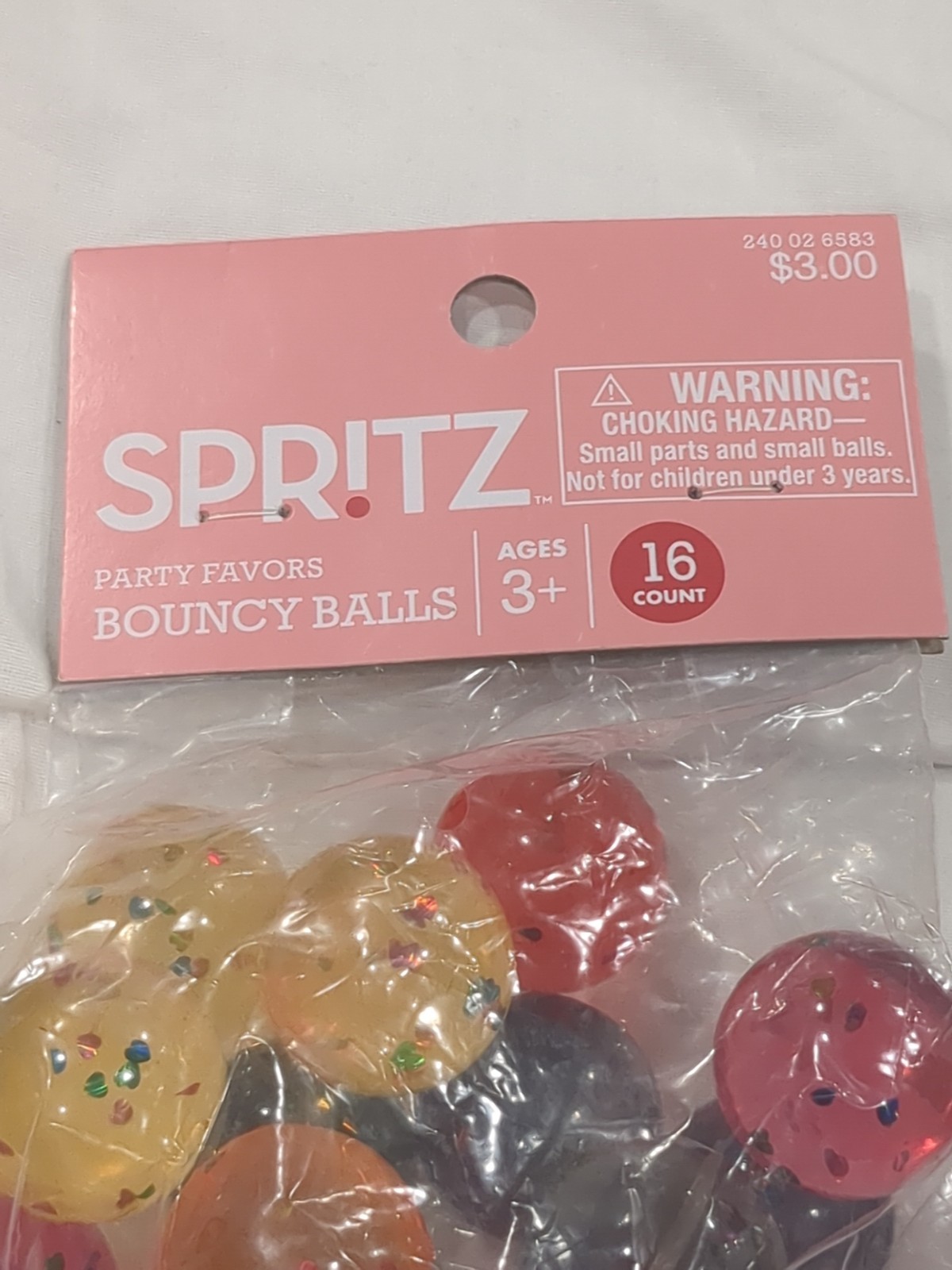 Spritz Bounce Balls High Bouncy Sparkles Design Multi Colors 16 Ct 3+ Age- New