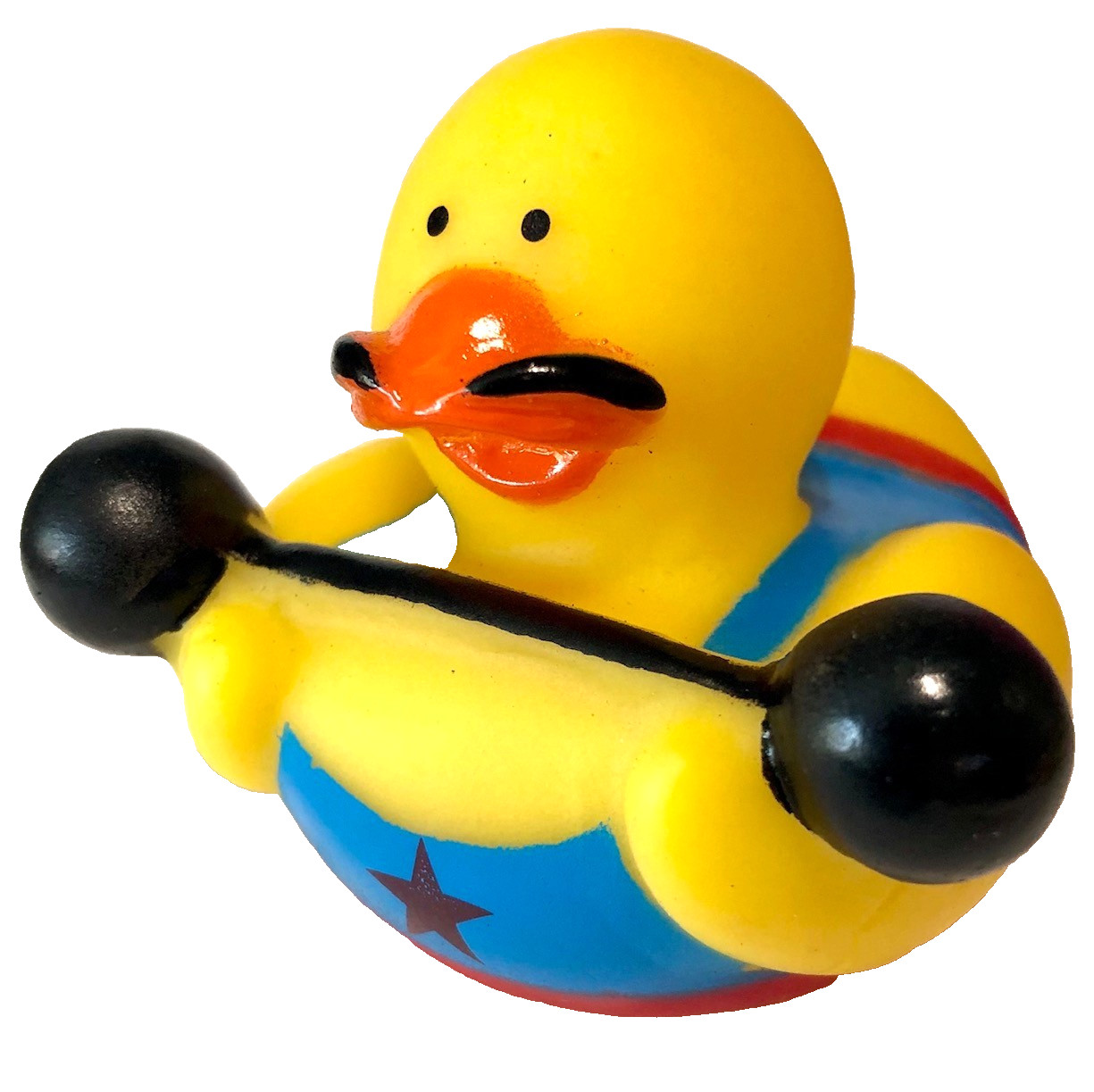 FREE SHIPPING – 2″ CARNIVAL CIRCUS WEIGHTLIFTER CRUISE RUBBER DUCK STRONGMAN