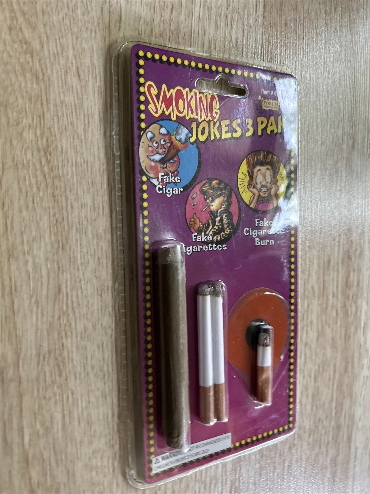 Vtg Forum Novelties Inc Smoking Jokes 3 Pak Toys Fake Burn Fake Cigarettes,Cigar