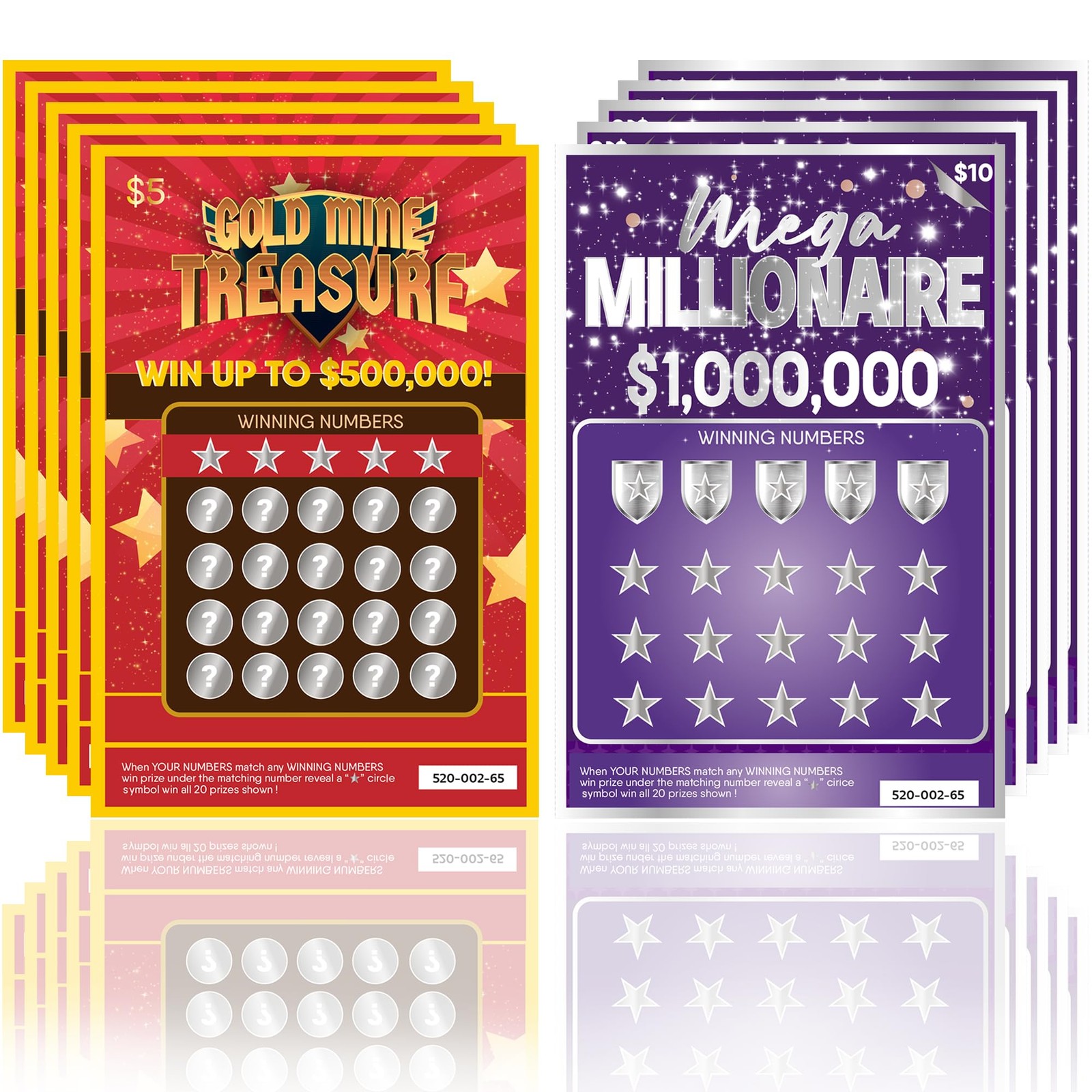 10 Fake Lottery Tickets Scratch off Cards That Look Real Winning $1M and $500K