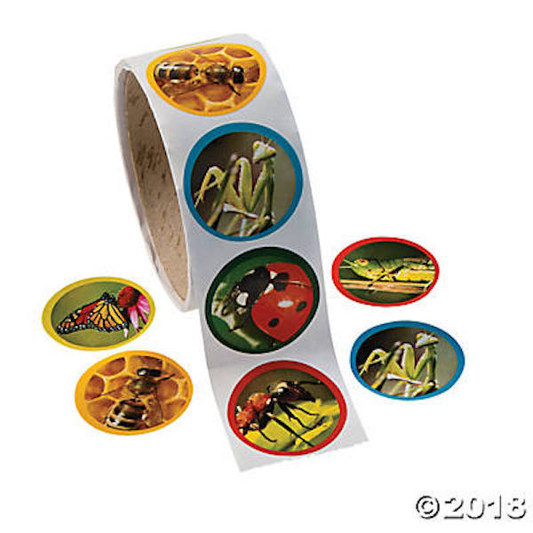 100 insect stickers Party Favors Teacher Supply butterfly ladybug honey bee 1.5″