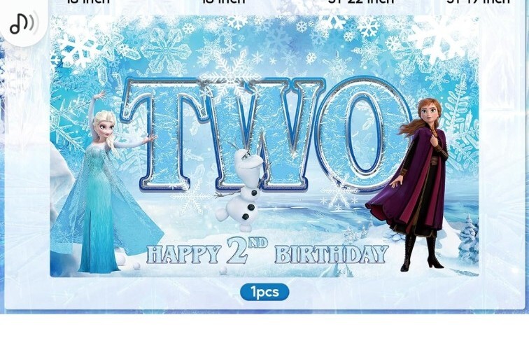 Huge Frozen Happy 2nd Birthday Banner Back Drop 59×39. 4 Inch Approx 3ft X 5 Ft