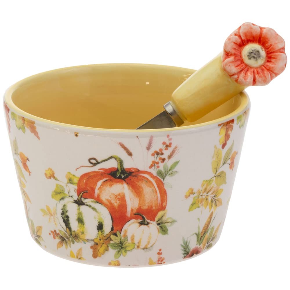 Boston International Ceramic Bowl and Spreader Set Fall Thanksgiving Serving Set