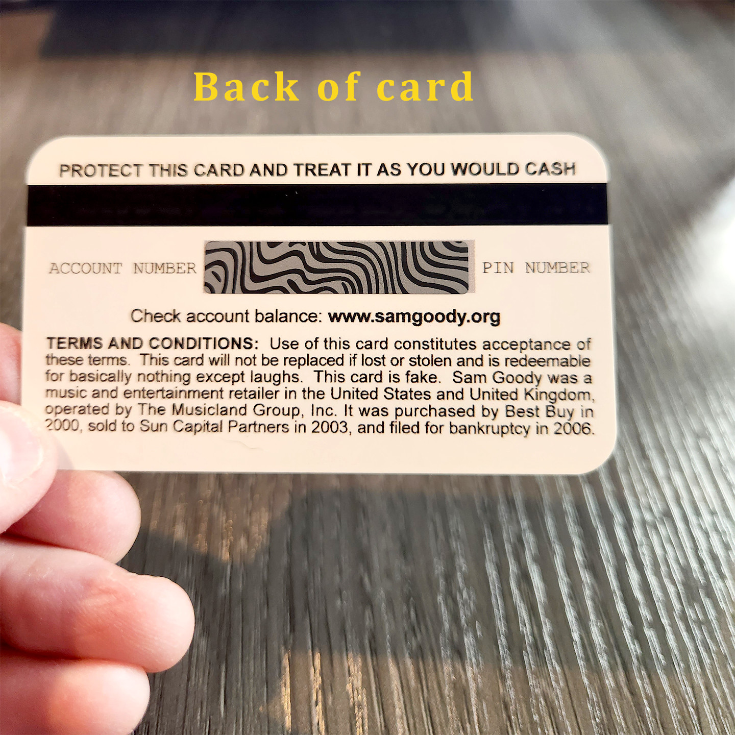 (2) Sam Goody Prank Gag Gift Card – Birthday Christmas Graduation Gag gift FUNNY