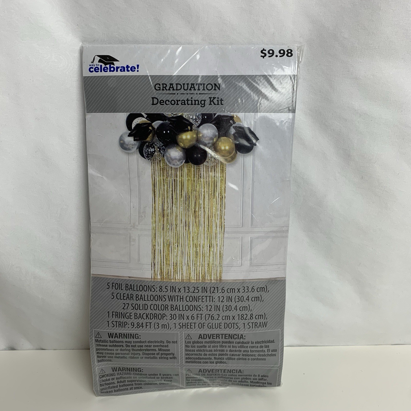 Way To Celebrate! Black Gold Silver Balloons Kit All Occasion Graduate NWOT