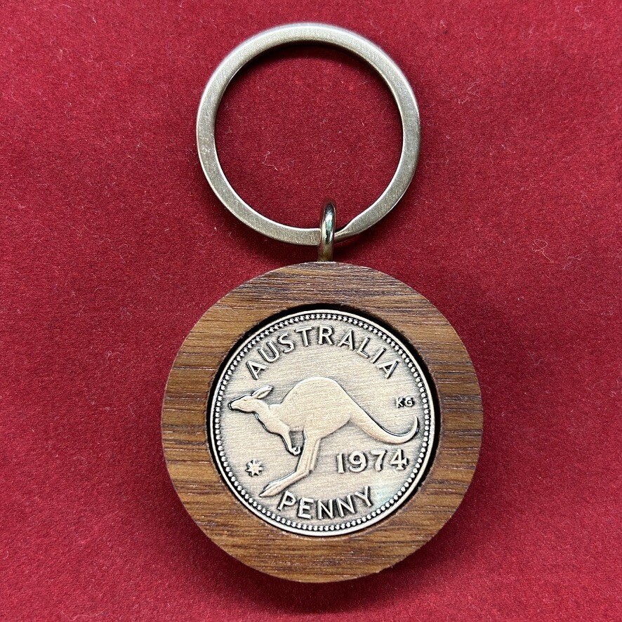 1956 Australian Jarrah Penny Keyring – 70th Birthday Present Anniversary Gift