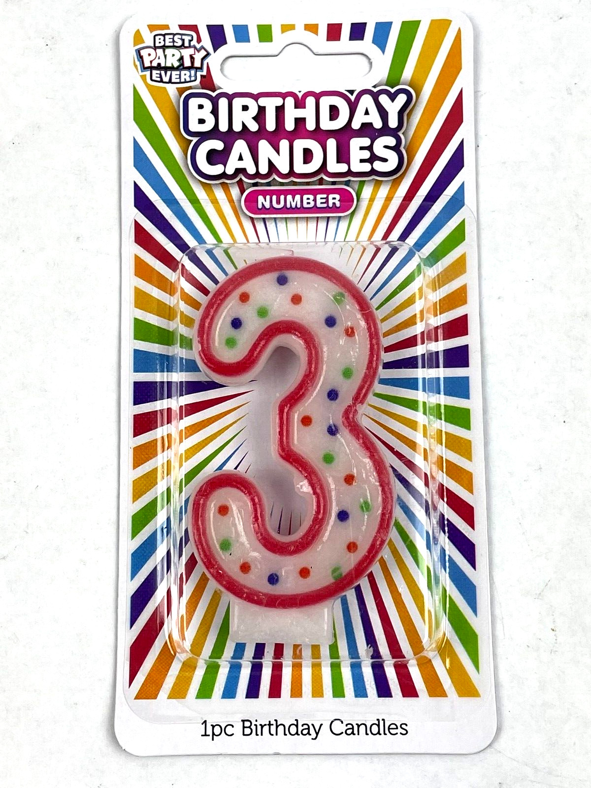 Birthday Party Candle Number 0-9 Multi Colored Candles Polka Numbers Celebration