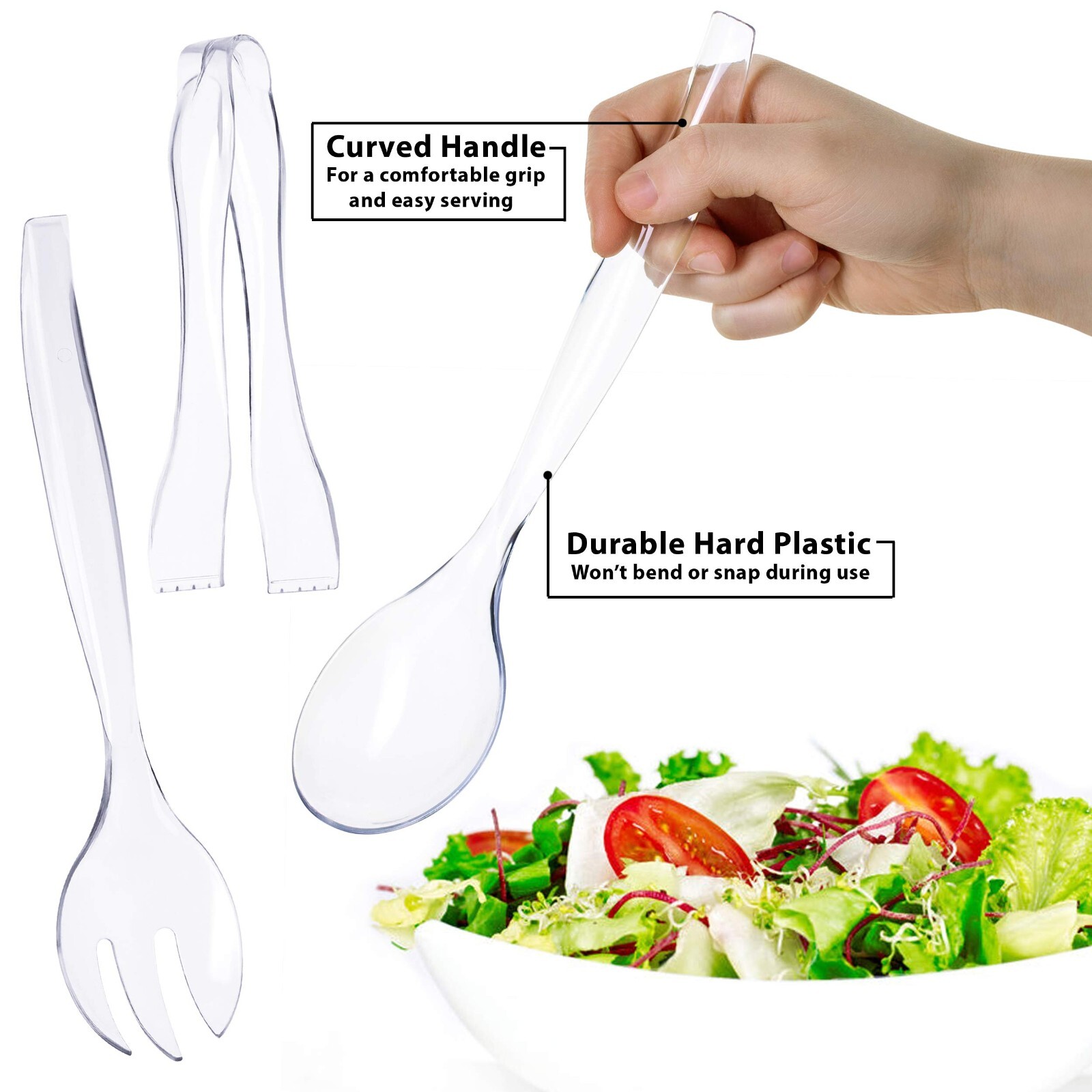 9 Pcs Disposable Serving Utensils Plastic Serving Spoons 10″ Forks 10″ Tongs 6″