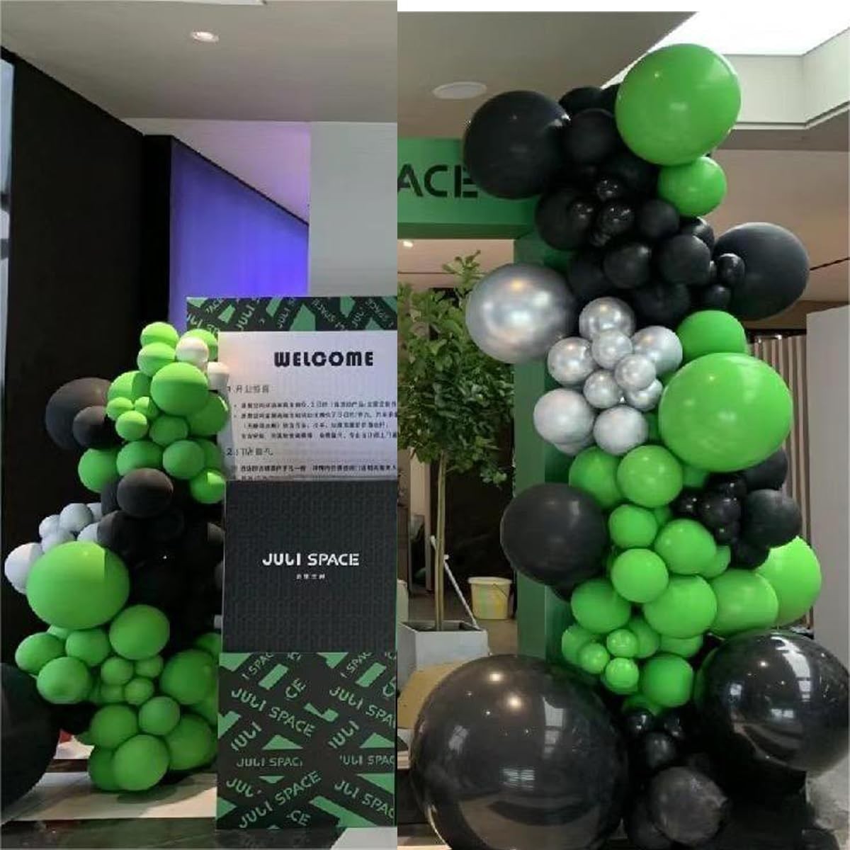 Green Black White Metallic Gold Balloons Garland Arch Kit, 146 Pcs Lime Dark …