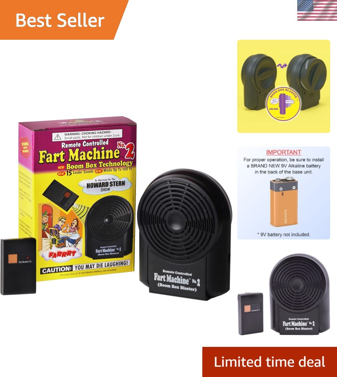 Remote Controlled Fart Machine – Black – Single Pack – Humor