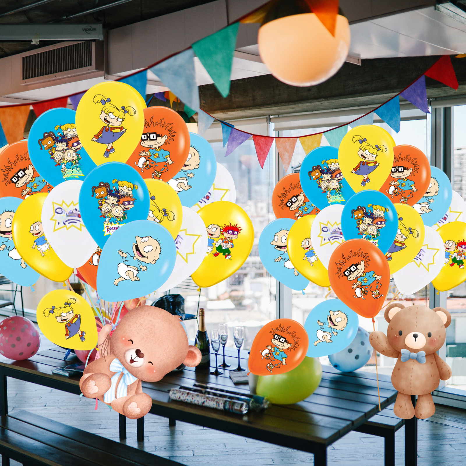 RUGRATS CUPS PLATE BANNER PARTY TABLE COVER SUPPLIES BALLOON CUPCAKE TOPPER CAKE