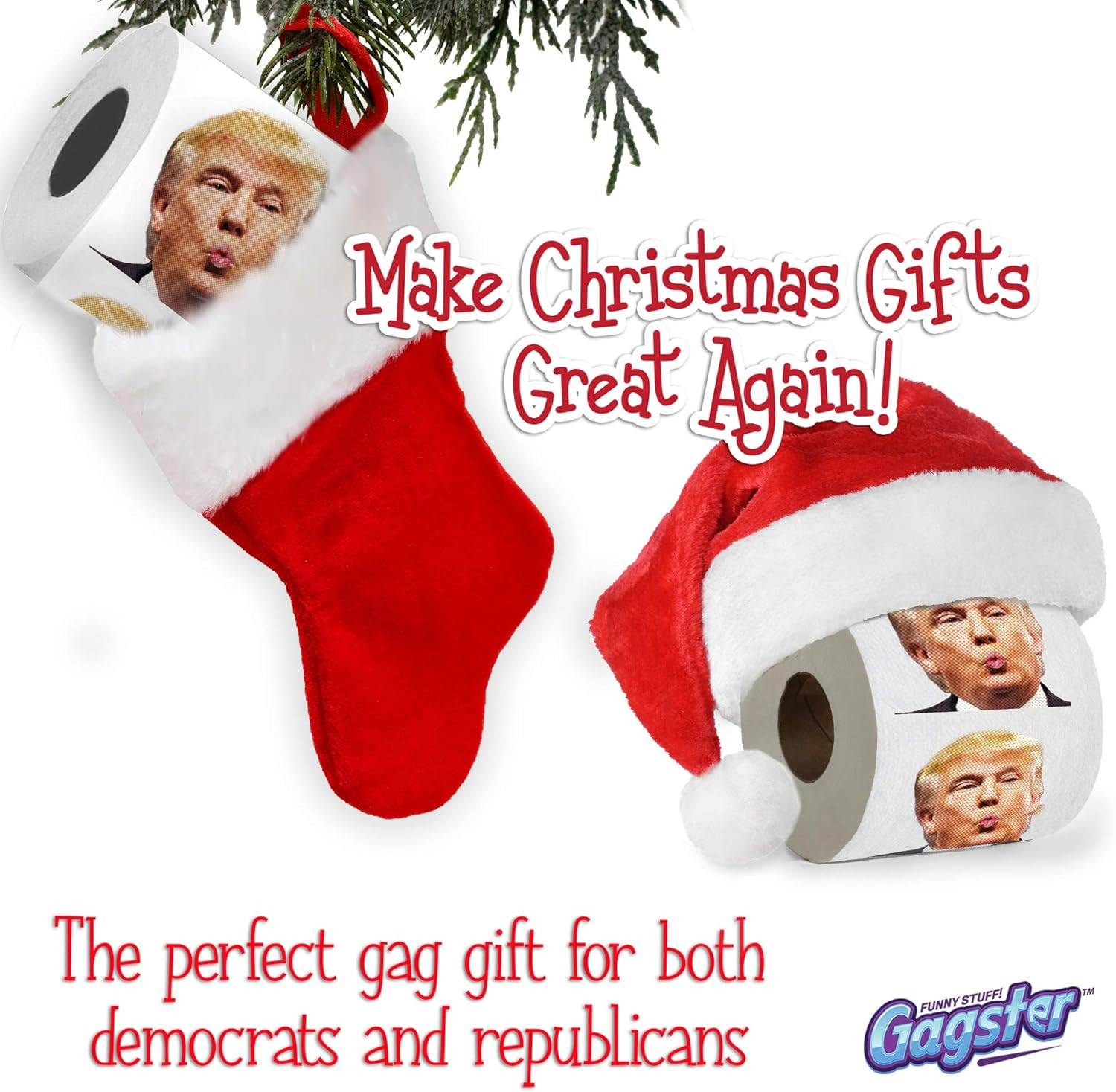 Trump Political Toilet Paper Roll by – 3 Ply Funny Novelty Gag TP with F