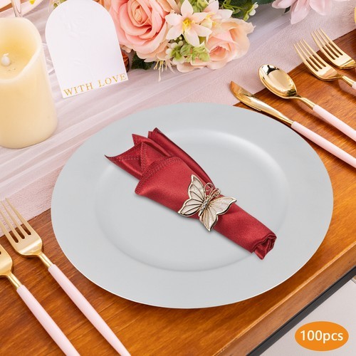 Charger Plates Set, Round Charger Plates, Charger Plate for Wedding Party Silver