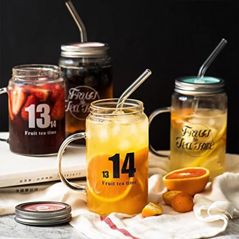 1-10Pcs Reusable Smoothie Glass Straw, Clear Drinking Straws for Smoothie Milksh