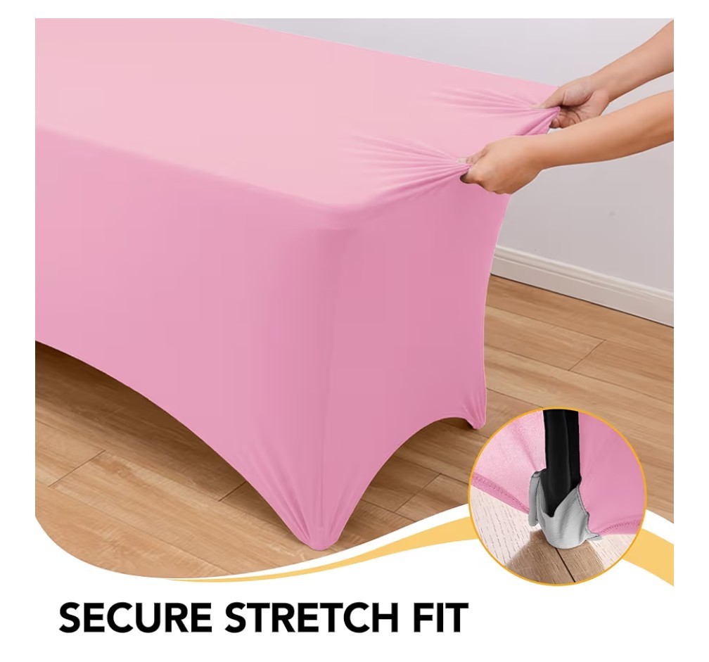 Dailyset 8-Pack Premium Pink Spandex Tablecloths for 6ft Rectangle Tables