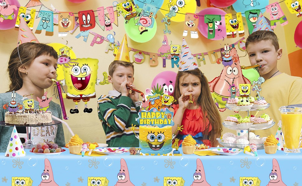 SpongeBob Party Decorations SpongeBob Birthday Supply Cake Topper Banner Balloon