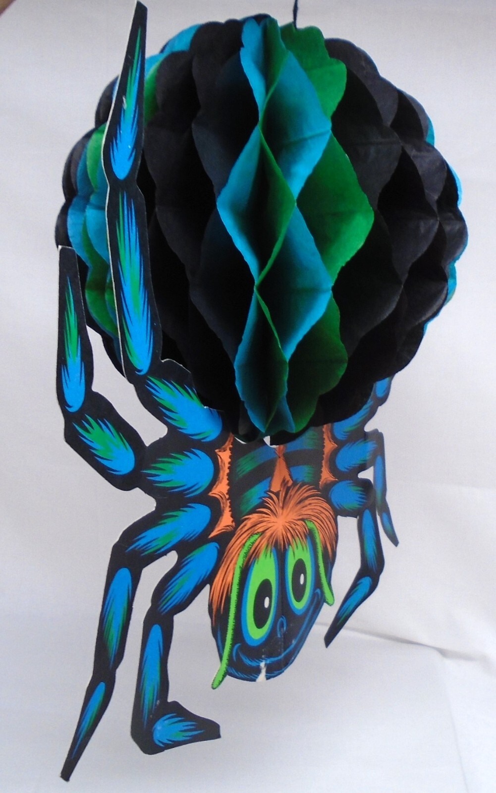 Vtg 1980 Beistle Halloween Decoration Spider Hanging Honeycomb Decoration Used