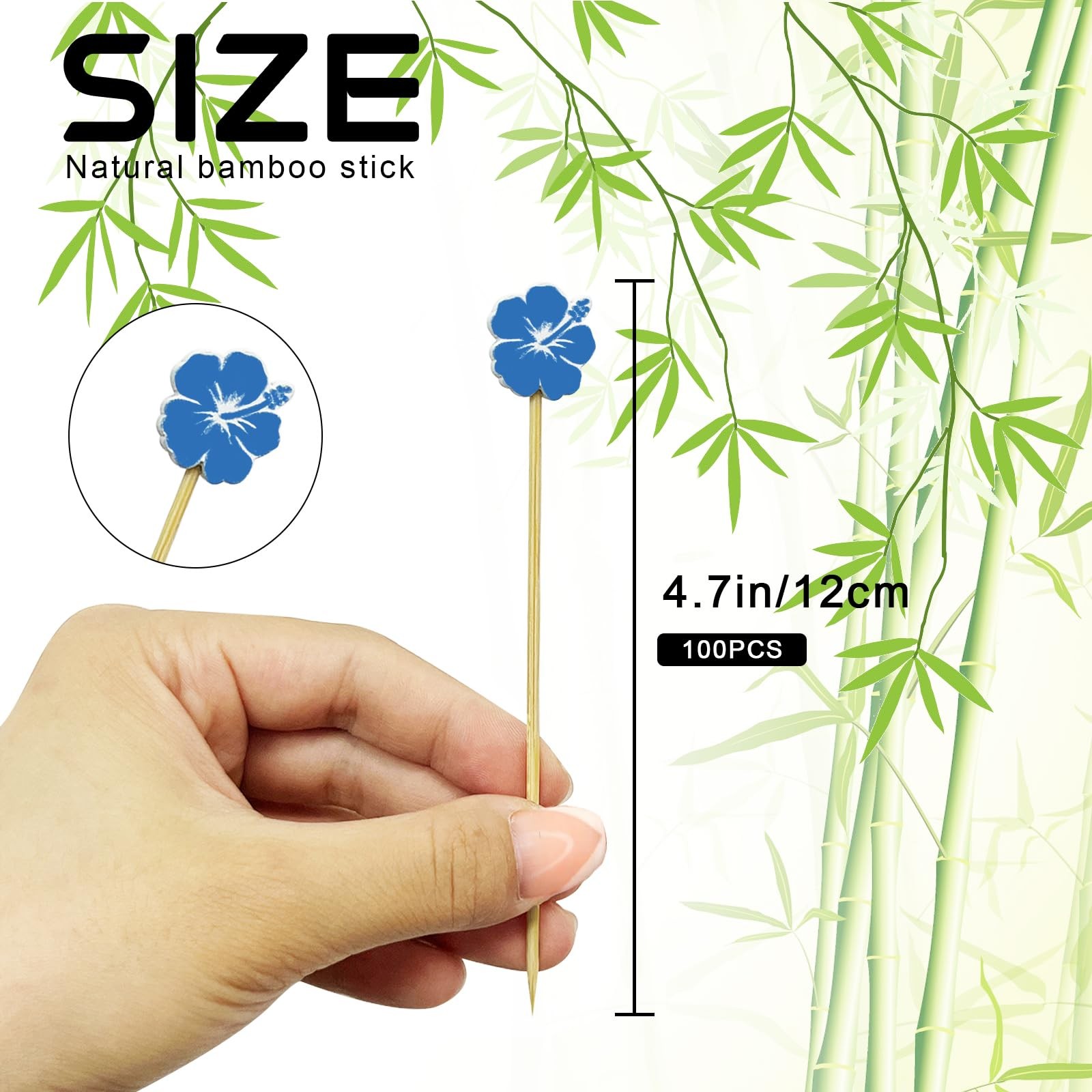 100pcs Flower Cocktail Picks, Toothpicks for Appetizers, 4.7 inch Long Bamboo…