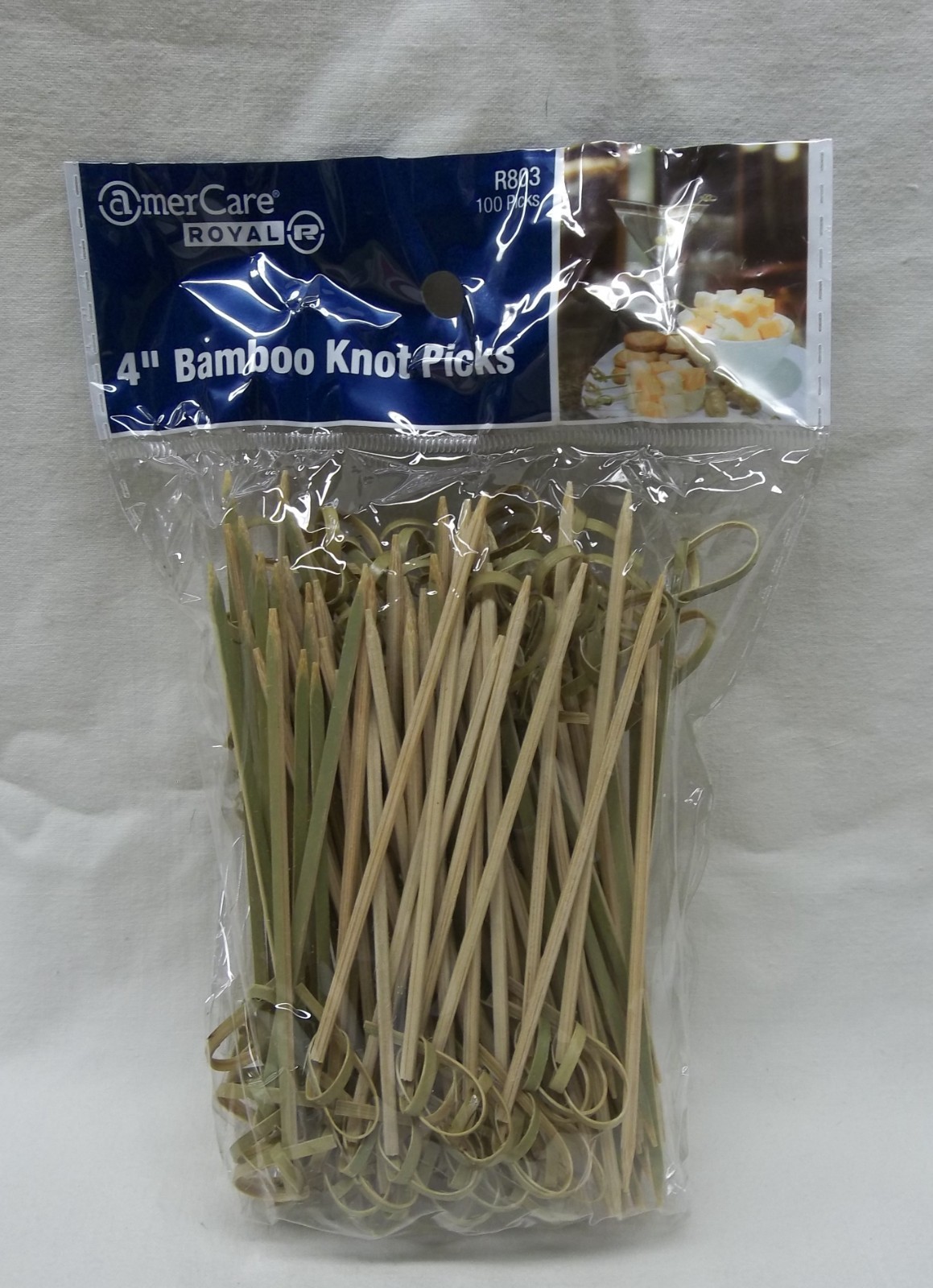 10/100 = 1000 COUNT ROYAL 4″ BAMBOO KNOT COCKTAIL/APPETIZER PICKS