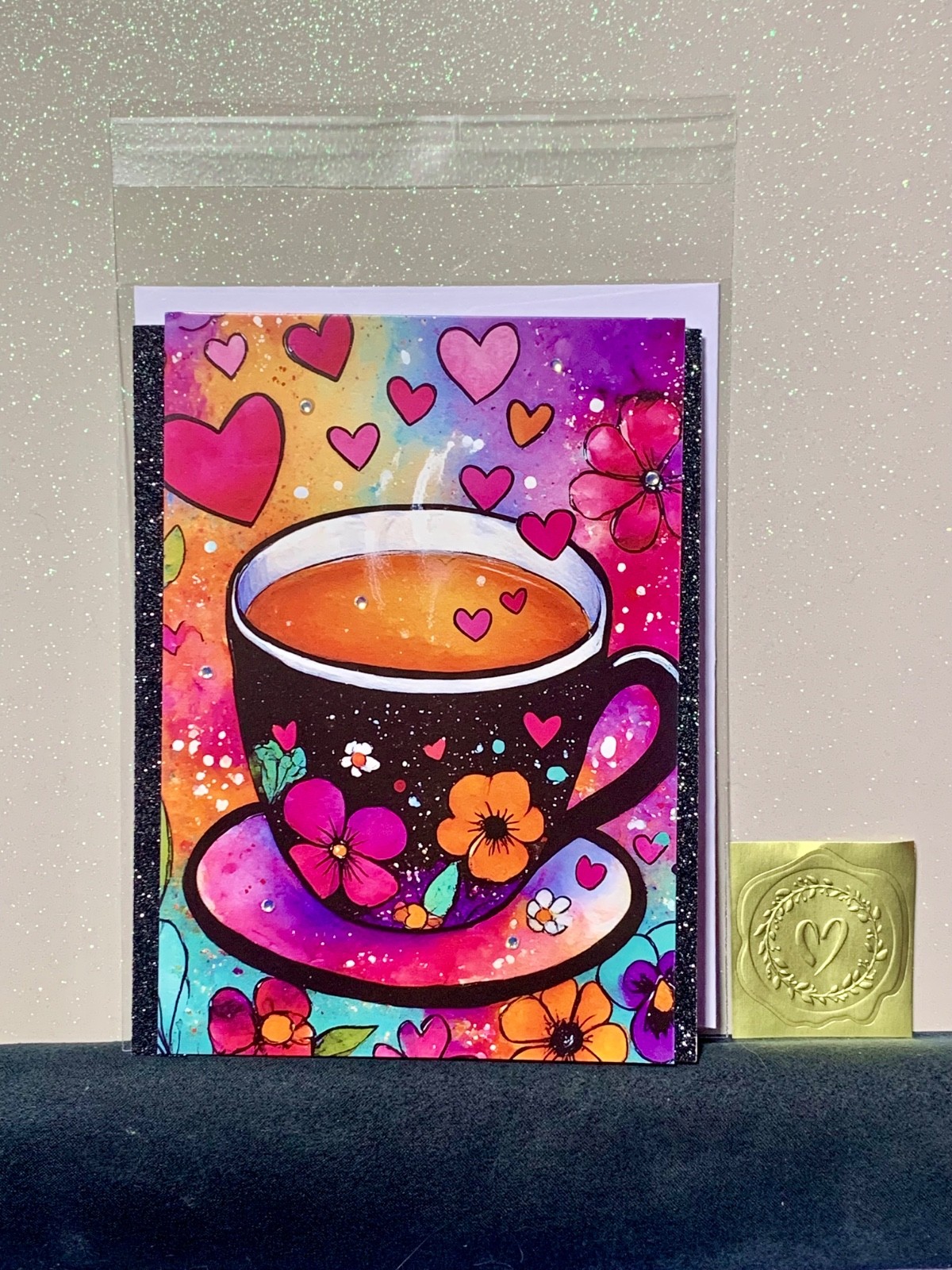 Happy Birthday Card! Multi Purpose Bright and Beautiful Fantasy Teacup!