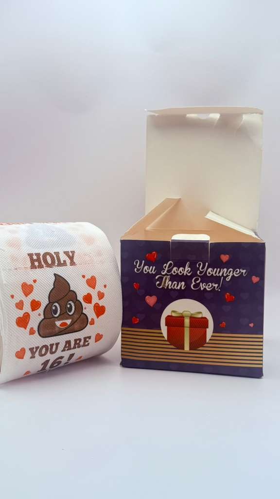 Funny 16th Birthday Toilet Paper Roll Gift – Novelty Gag Gift “Holy You Are 16!”