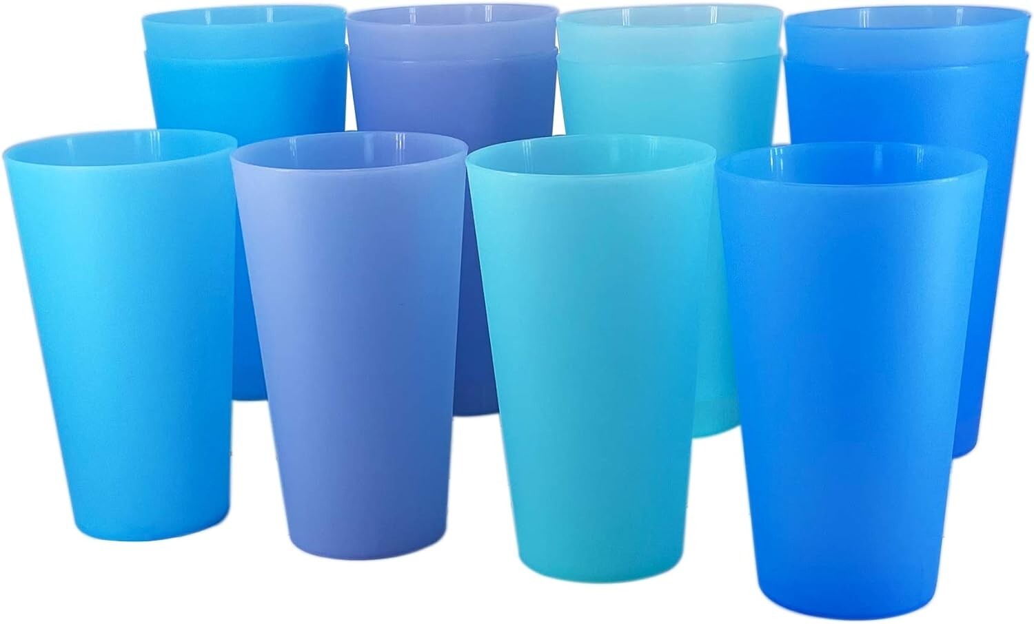 Lightweight Freezer & Microwave Safe 32oz Tumblers – Set of 12 in Cool Colors