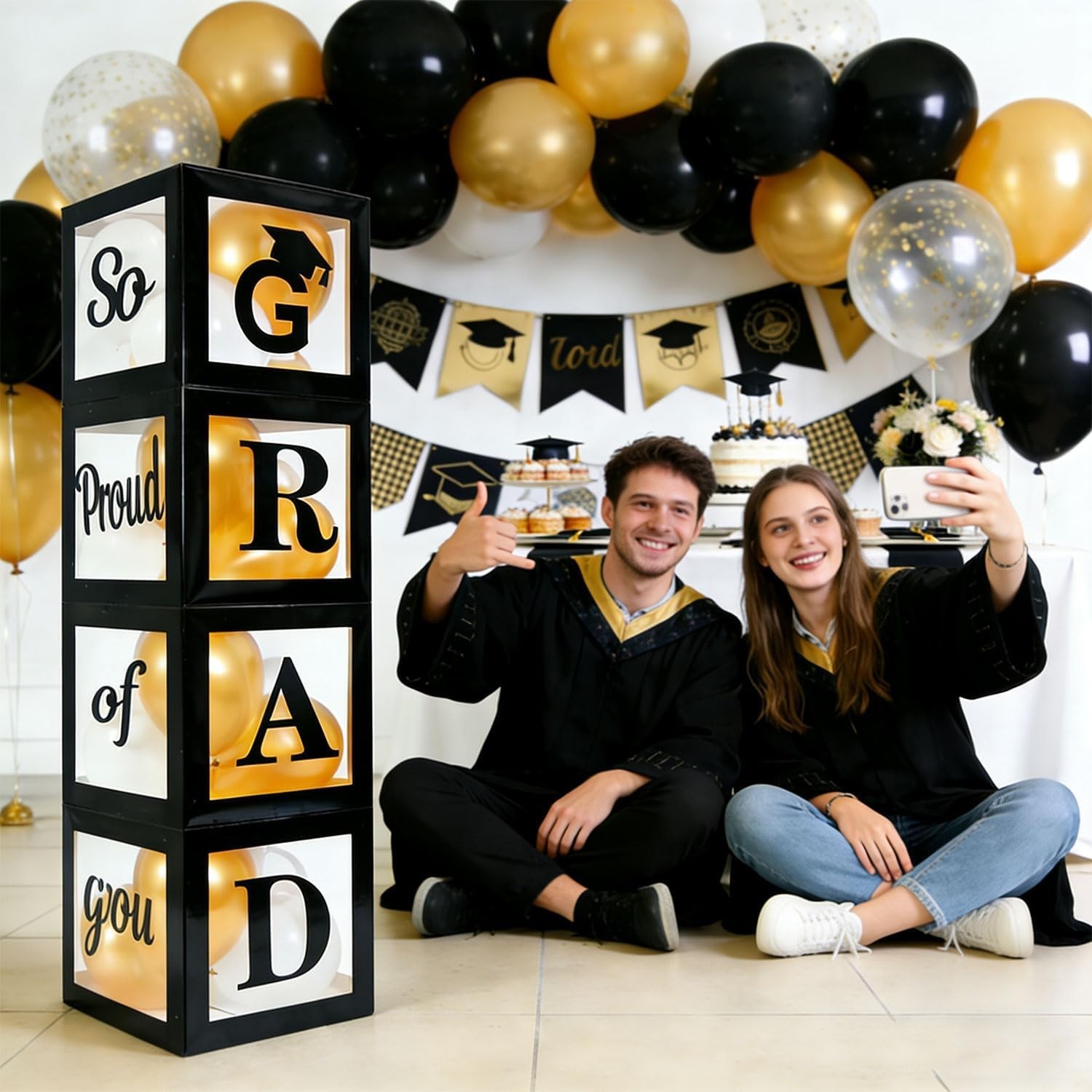 Graduation Decorations Set of 4 Boxes Balloons Letters for Class of 2026 Cele…