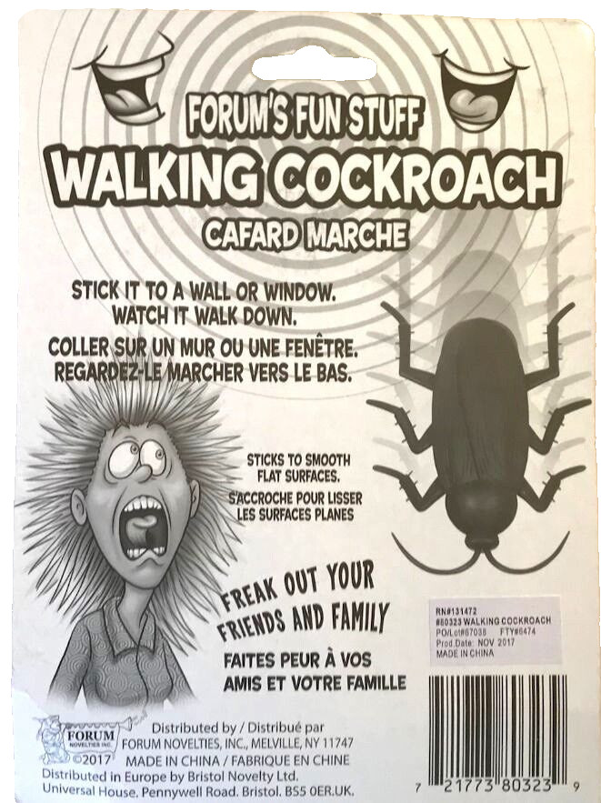Funny WALKING COCKROACH Jumbo Roach Sticks & Crawls Down Wall Prank Joke Toy Bug