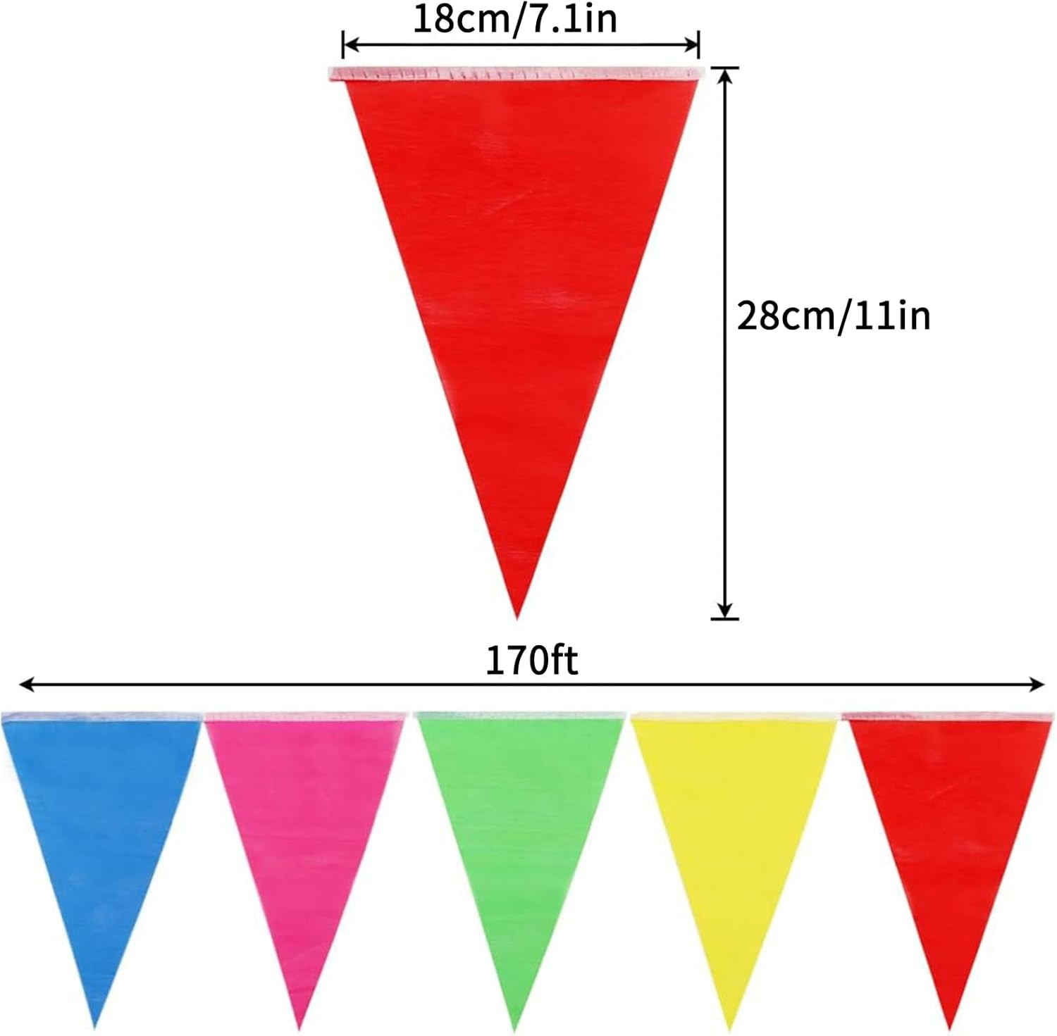RUBFAC 1020Ft 720Pcs Colorful Pennant Banner Flags Multicolor Bunting String Tri
